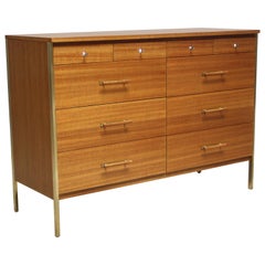 Paul Mccobb Mahogany and Brass 6000 Series Directional Cabinet