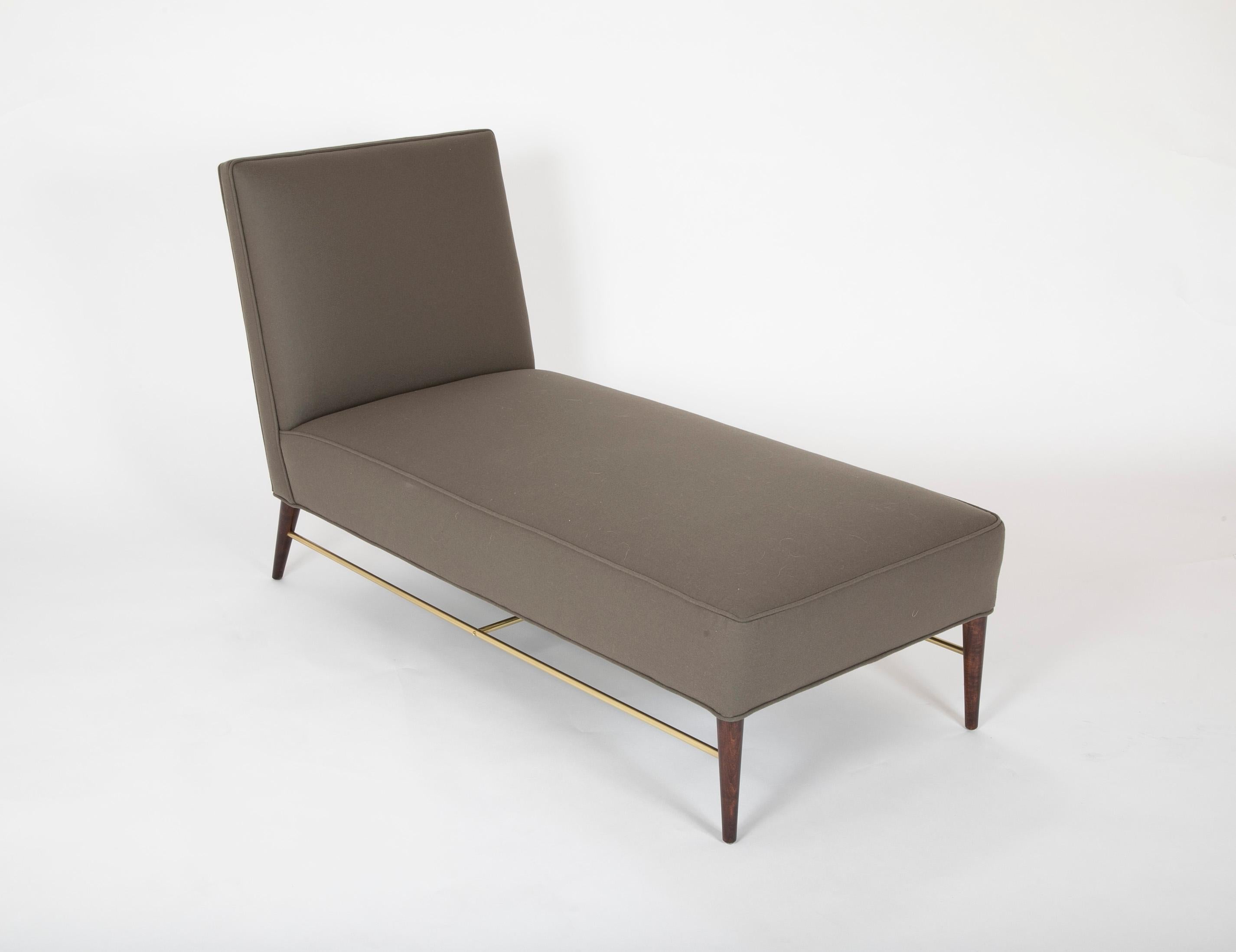 Mid-Century Modern Paul McCobb Mahogany and Brass Chaise Lounge For Sale