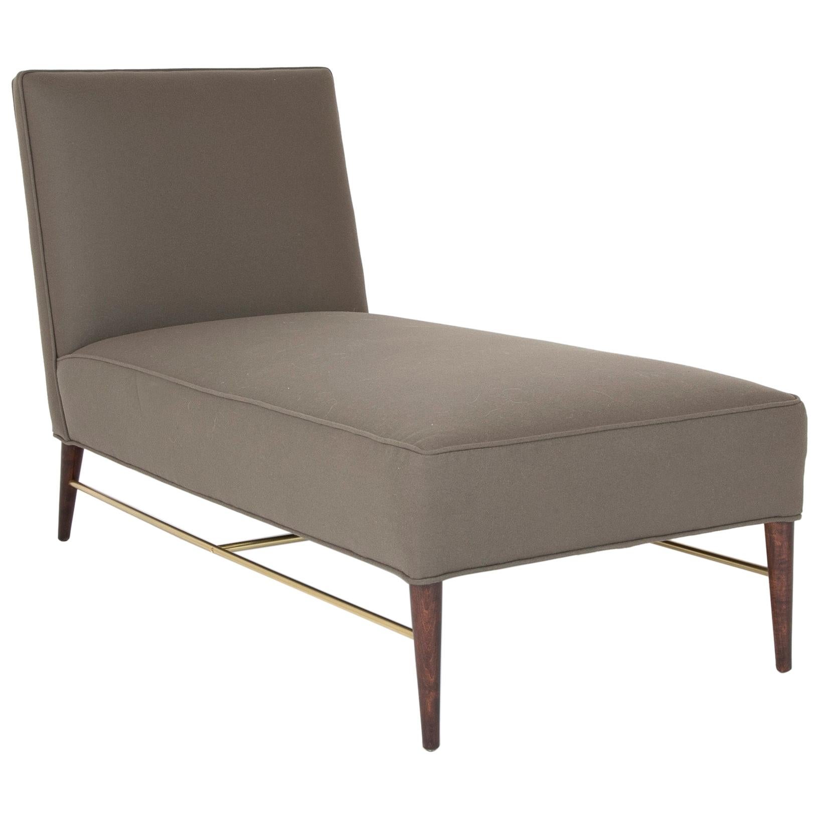 Paul McCobb Mahogany and Brass Chaise Lounge