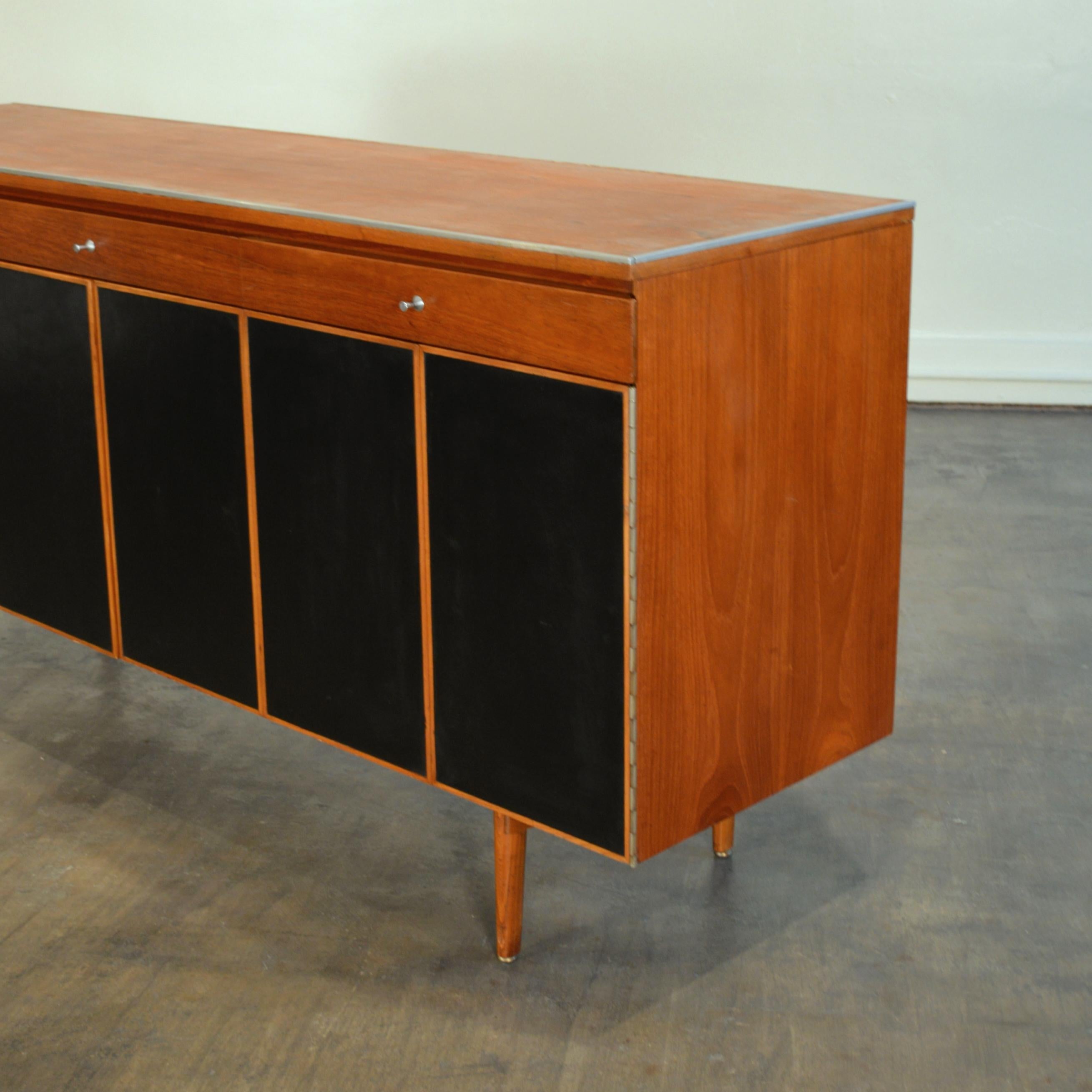 Paul McCobb Mahogany and Leather Sideboard for Calvin Furniture For Sale 4