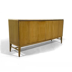 Paul McCobb Mahogany Credenza with Travertine Top by Calvin