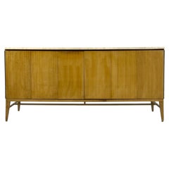 Paul McCobb Mahogany Credenza with Travertine Top by Calvin