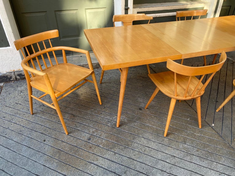 Paul McCobb for Winchendon Furniture Company, dining room set. Bought from the Original owners and newly refinished. 1 Captain's chair, measuring 22