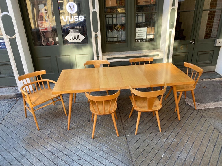 Mid-Century Modern Paul McCobb Maple Dining Room Set/ Table, 2 Leaves and 6 Chairs For Sale