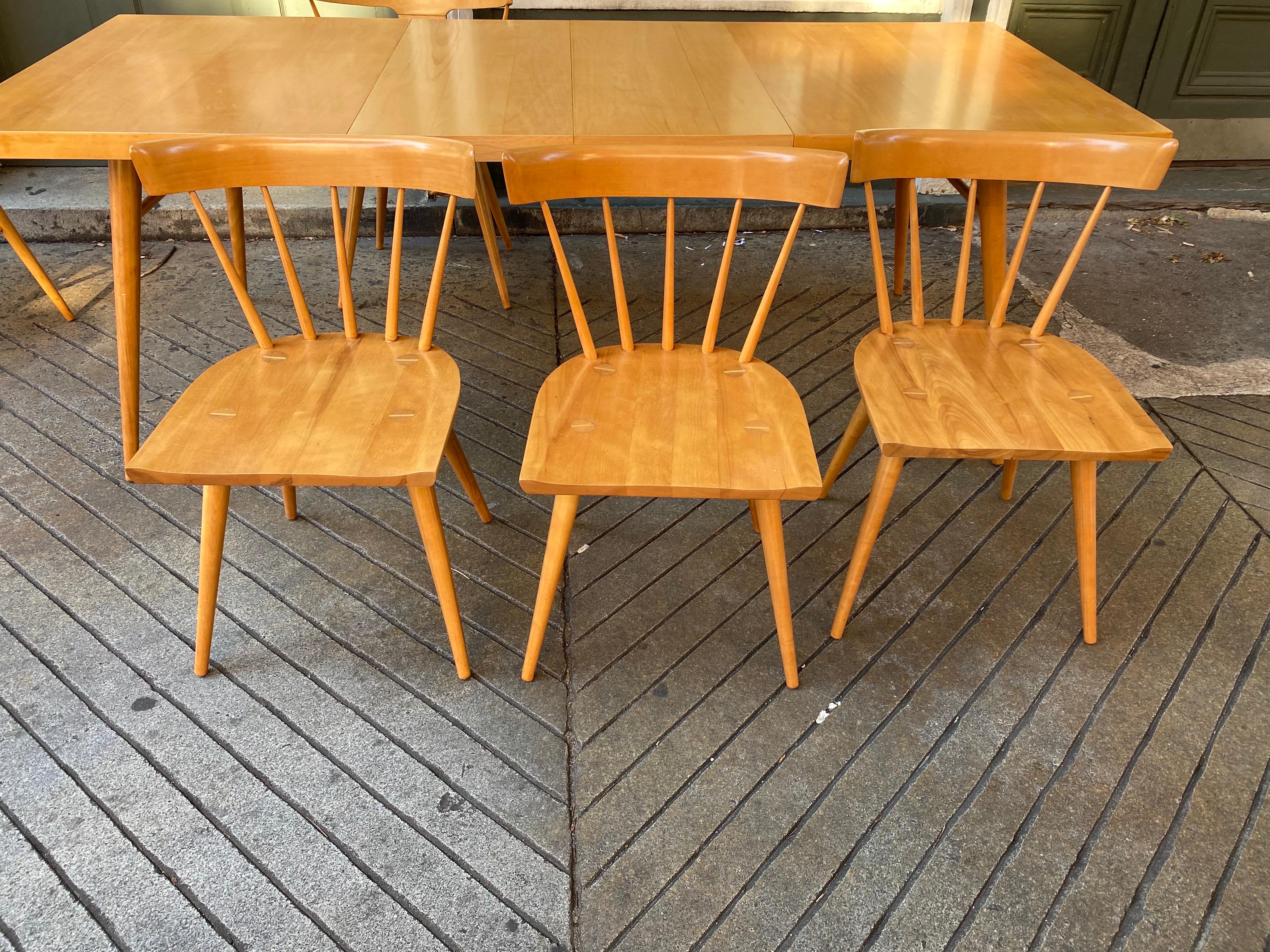 maple dining table and 6 chairs