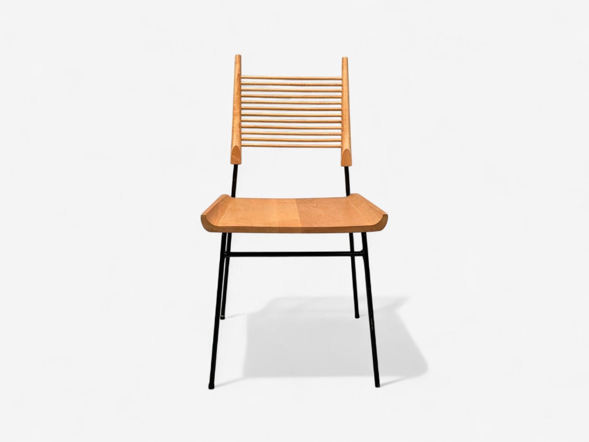 Paul McCobb, érable, fer laqué, chaises de salle à manger Shovel, États-Unis, années 1950 en vente 5