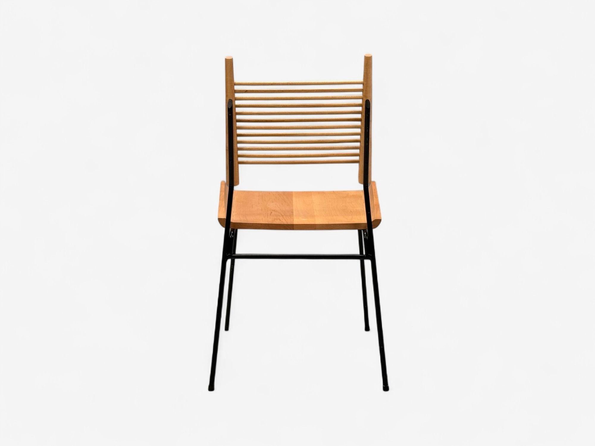 Paul McCobb, érable, fer laqué, chaises de salle à manger Shovel, États-Unis, années 1950 en vente 8