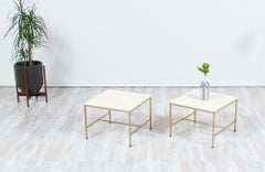 Paul McCobb "Irwin Collection" Carrara Marble & Brass Side Tables for Calvin F.