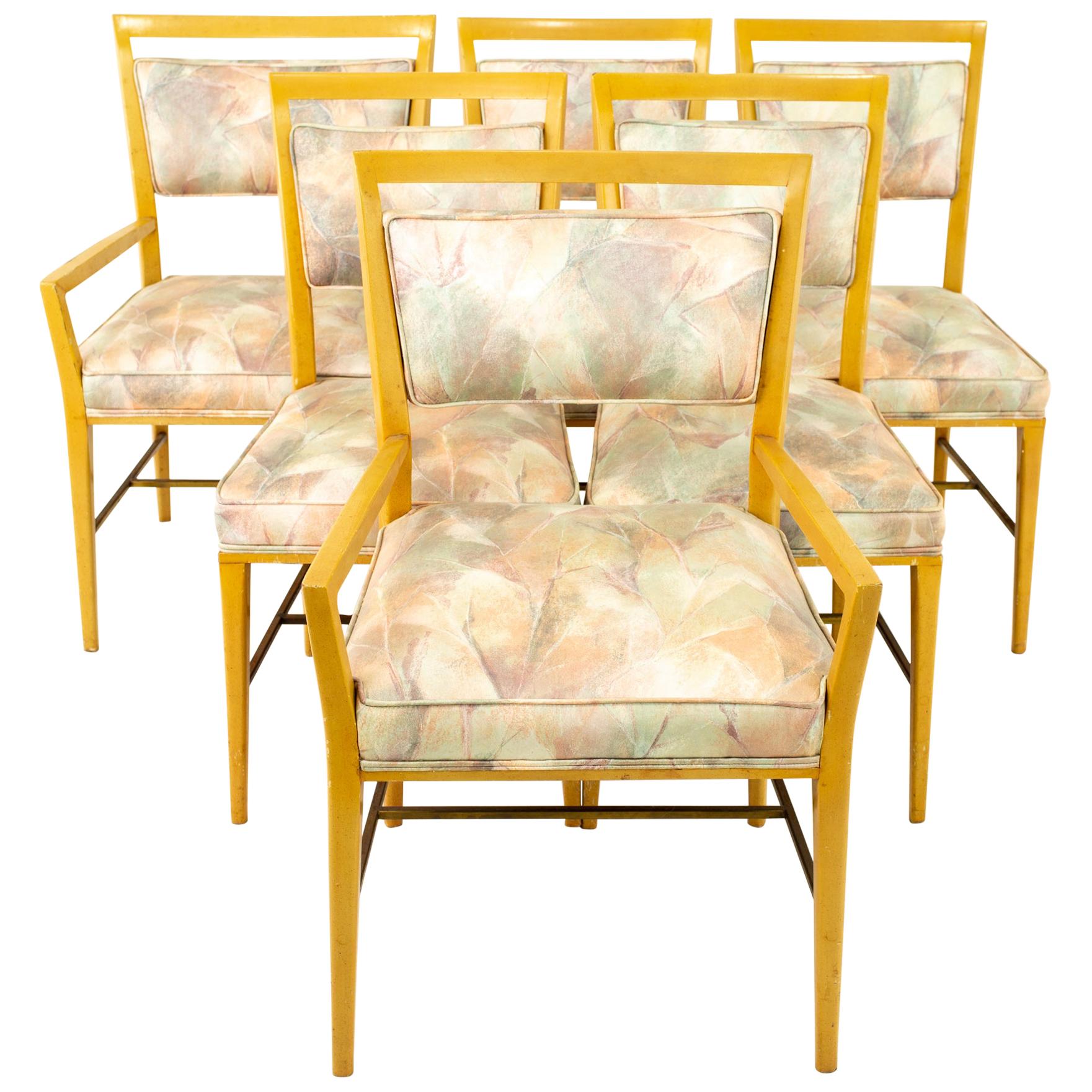 Paul McCobb Mid Century Blonde Upholstered Dining Chairs, Set of 6