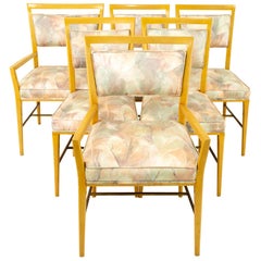 Paul McCobb Mid Century Blonde Upholstered Dining Chairs, Set of 6