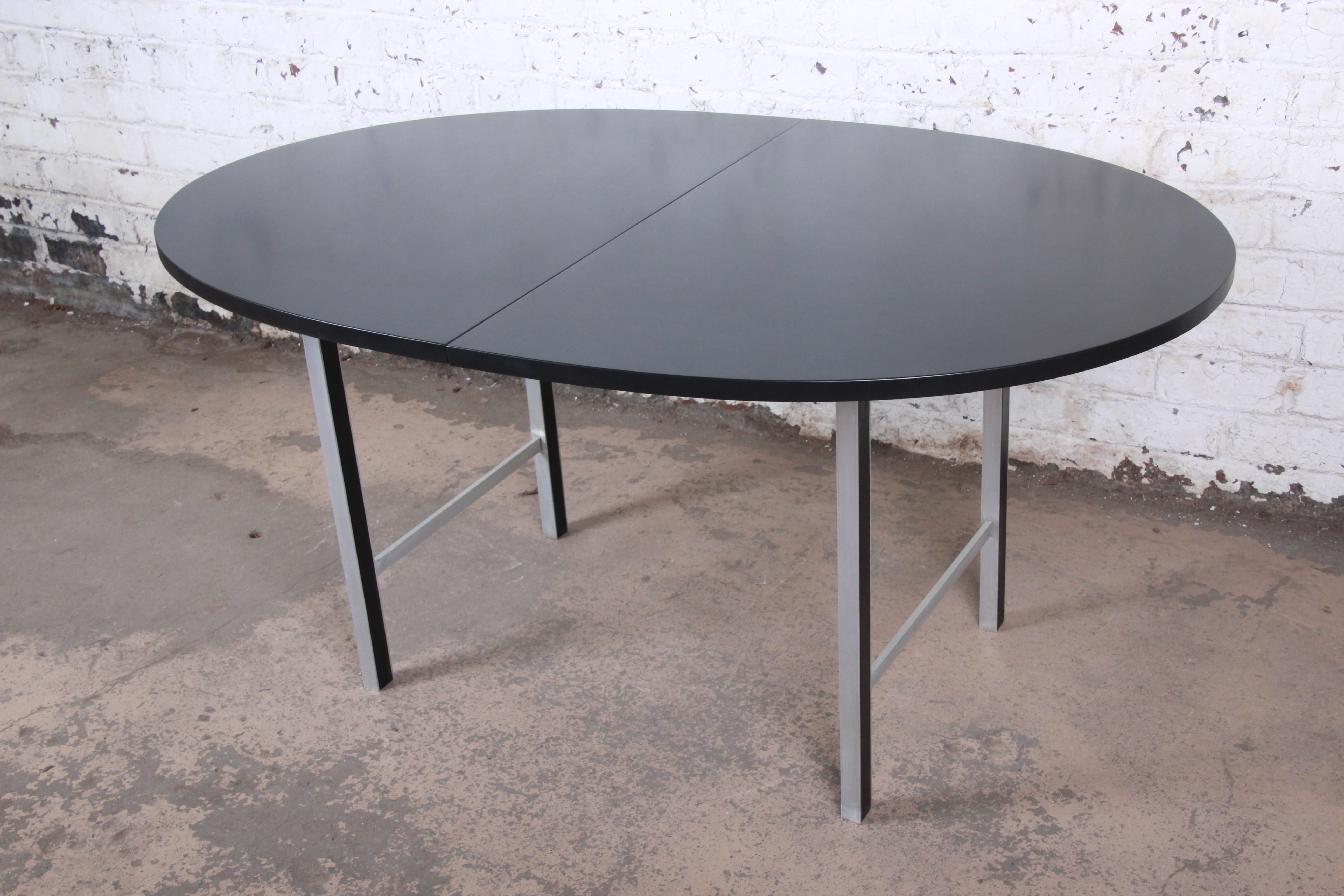 Paul McCobb Mid-Century Modern Ebonized Extension Dining Table, Newly Refinished 4