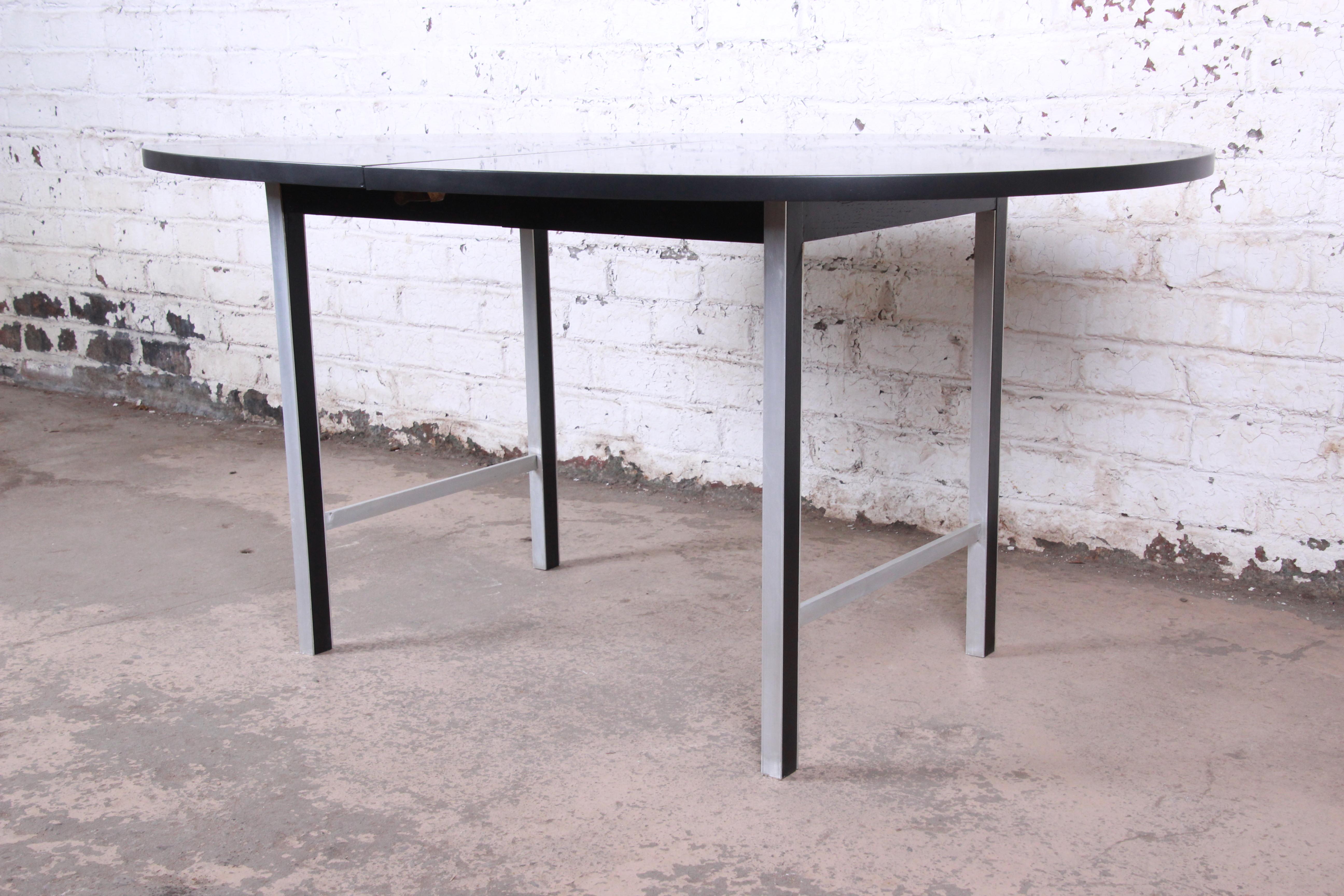 Paul McCobb Mid-Century Modern Ebonized Extension Dining Table, Newly Refinished 5