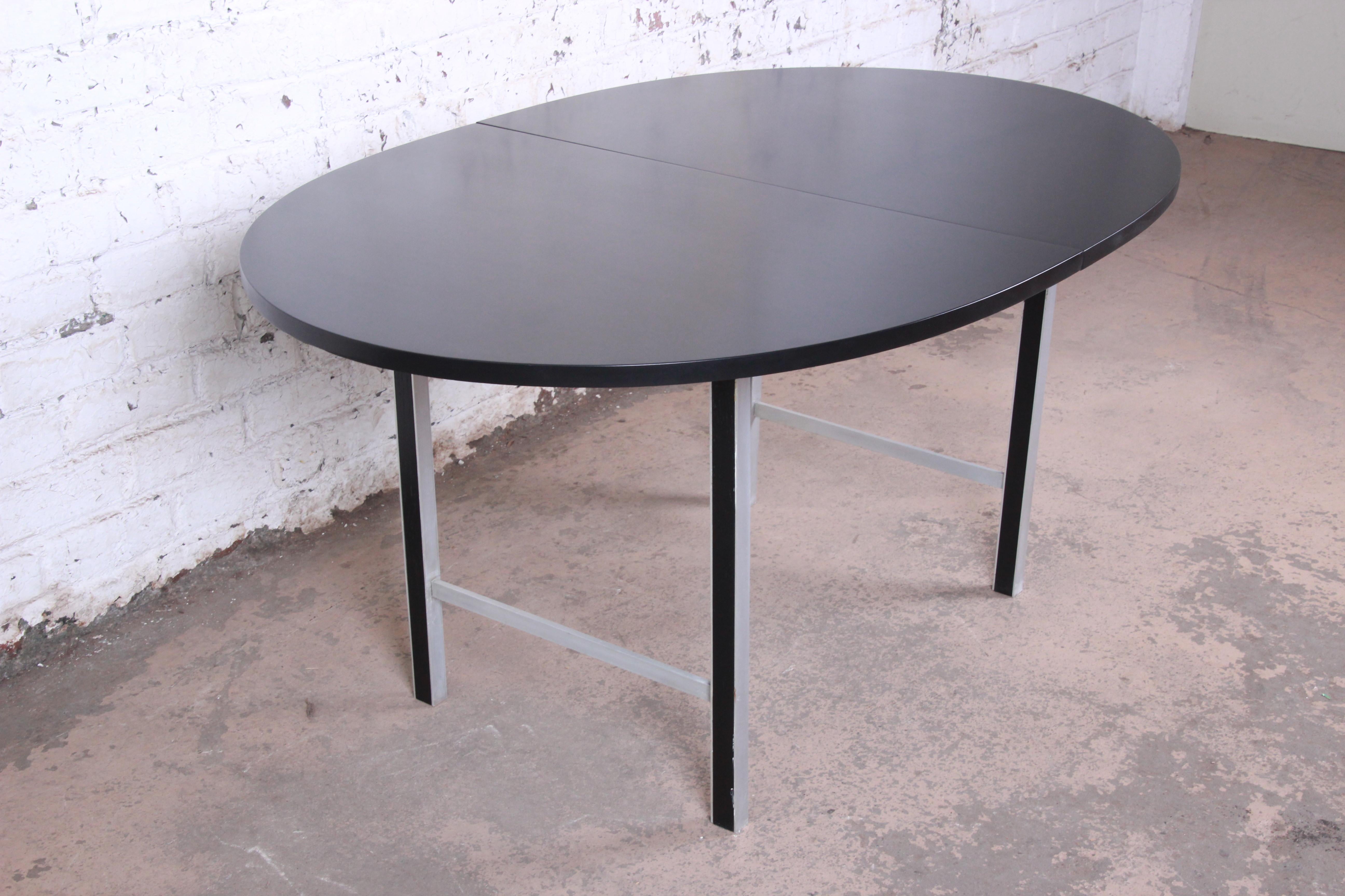 Paul McCobb Mid-Century Modern Ebonized Extension Dining Table, Newly Refinished 6