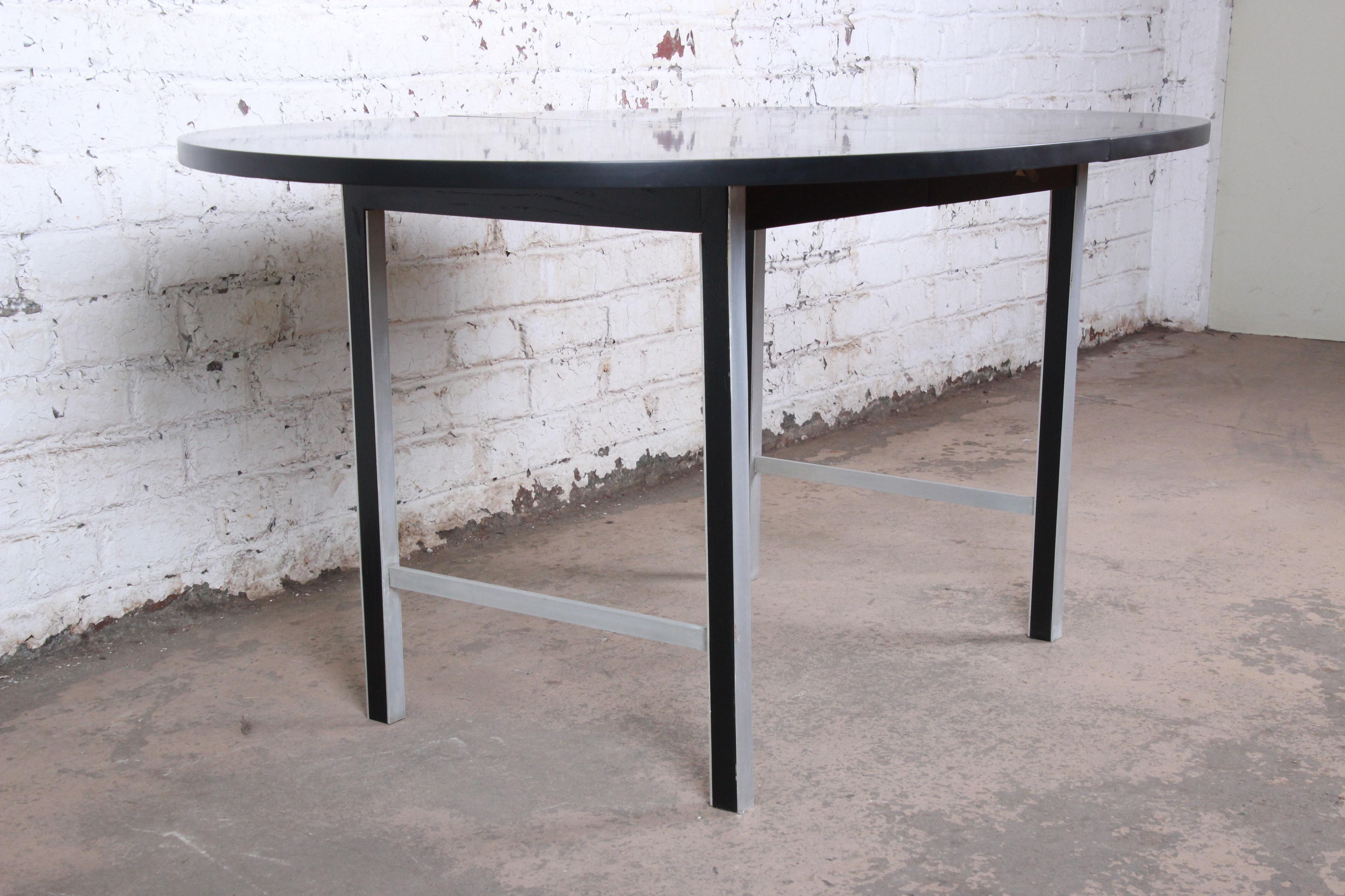 Paul McCobb Mid-Century Modern Ebonized Extension Dining Table, Newly Refinished 7