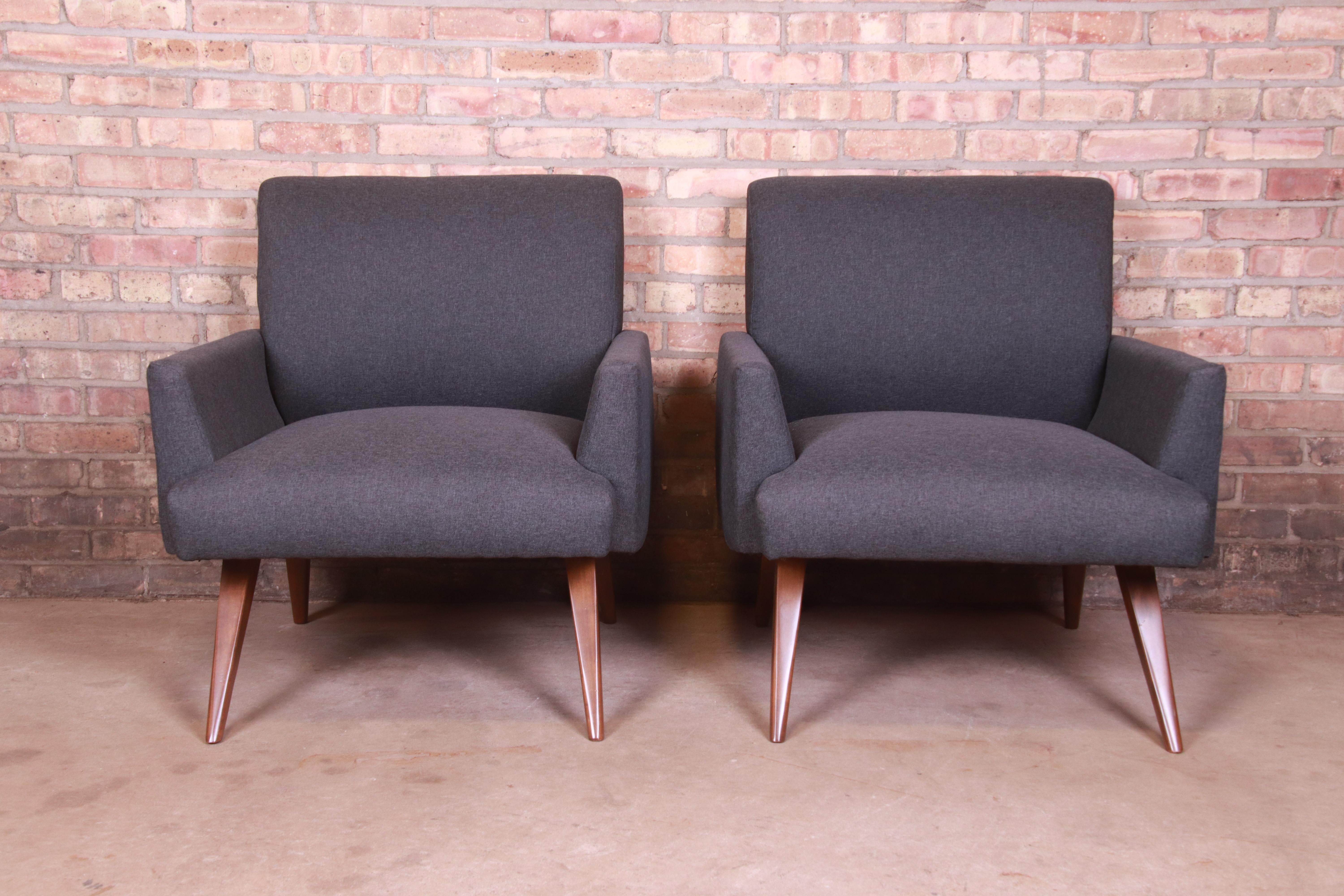 Upholstery Paul McCobb Mid-Century Modern Lounge Chairs, Fully Restored
