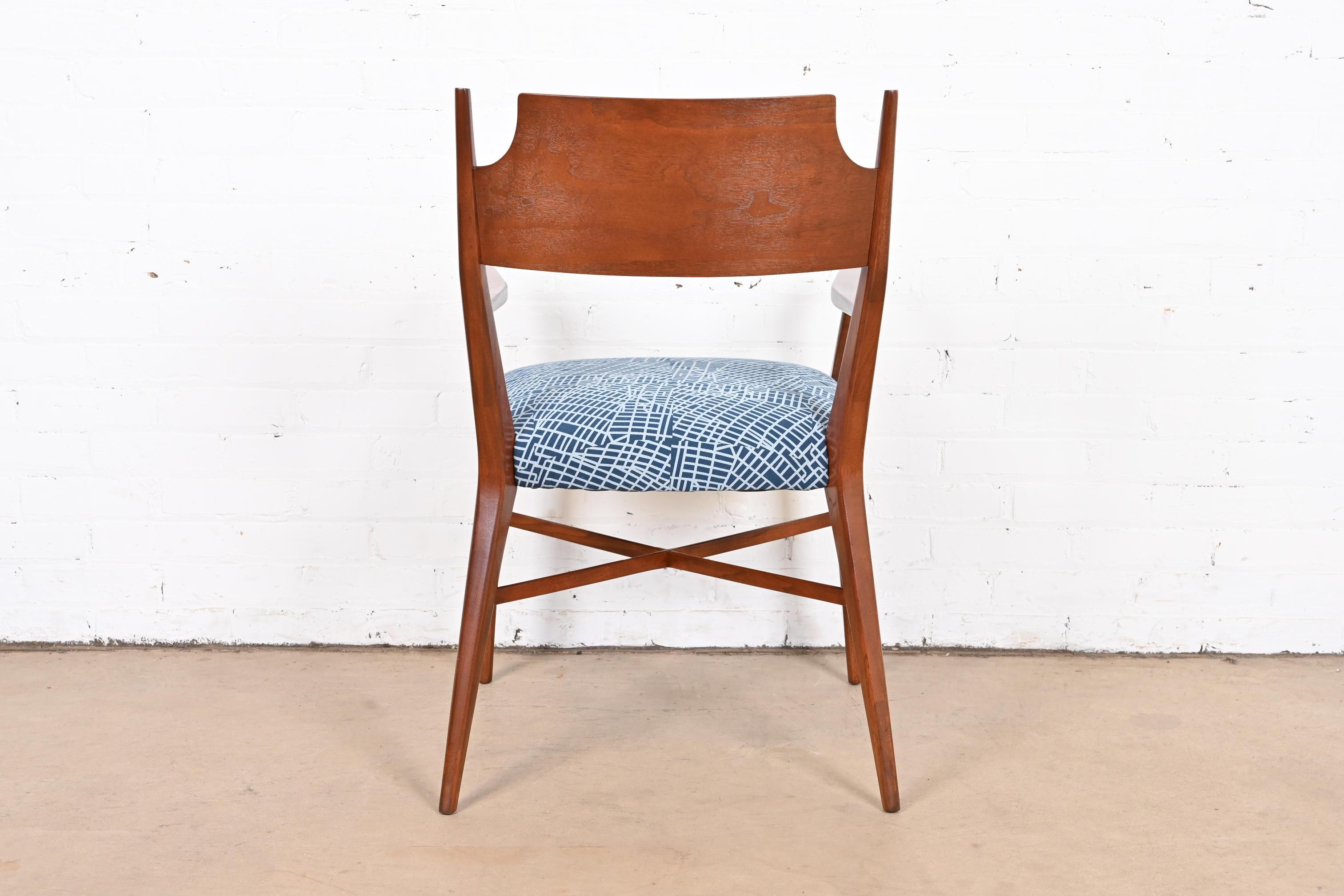Paul McCobb Mid-Century Modern Sculpted Walnut Armchairs, Newly Restored For Sale 8