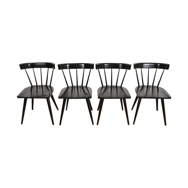 Paul McCobb Chaises de salle à manger modernes du milieu du siècle à dossier en fuseau, ensemble de quatre