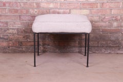Paul McCobb Mid-Century Modern Upholstered Iron Stool or Ottoman, 1950s