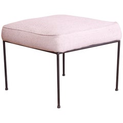 Paul McCobb Mid-Century Modern Upholstered Iron Stool or Ottoman, 1950s