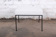Paul McCobb Mid-Century Modern Upholstered Iron Stool or Ottoman, Newly Restored