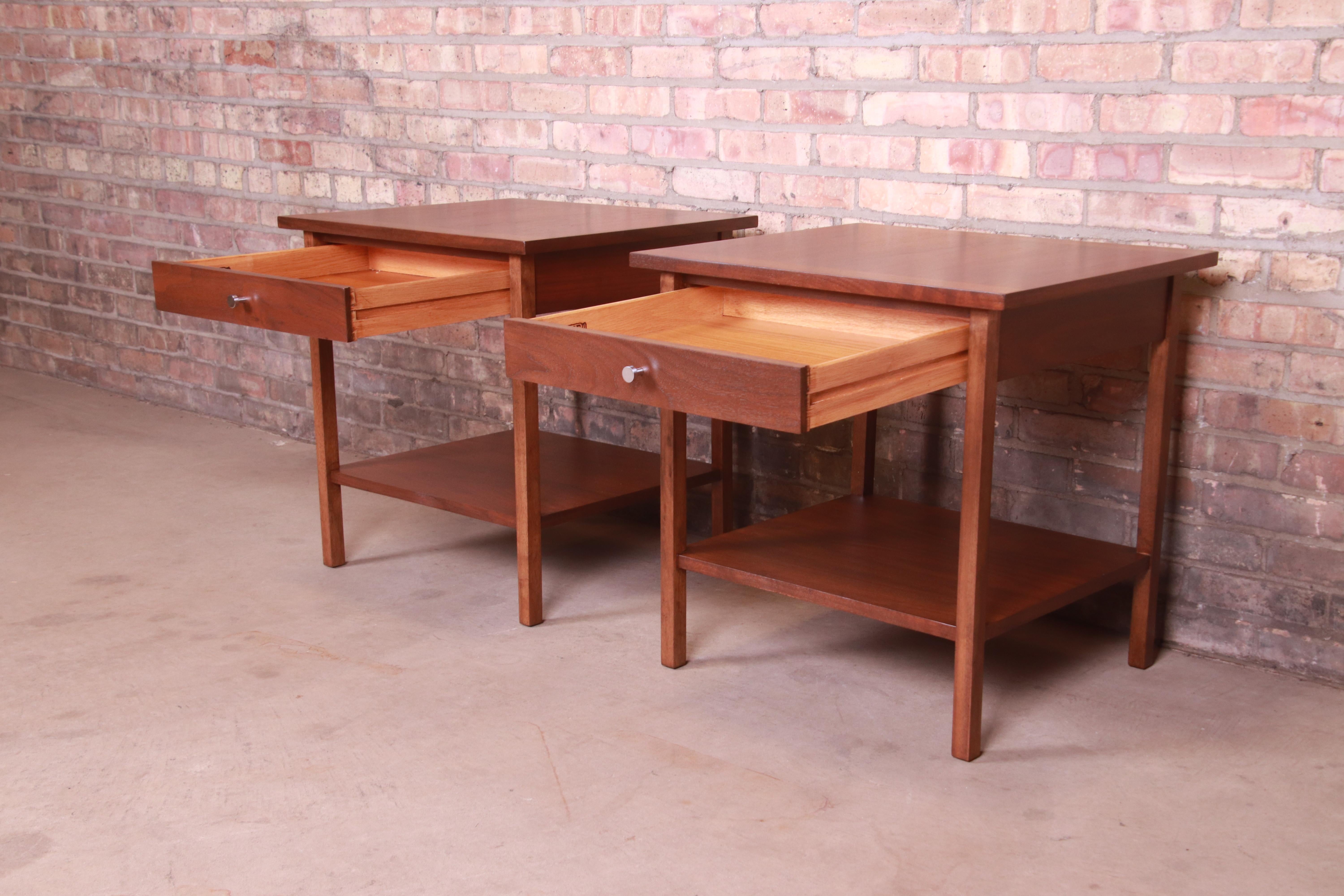 Paul McCobb Mid-Century Modern Walnut Nightstands or Side Tables, Refinished 5