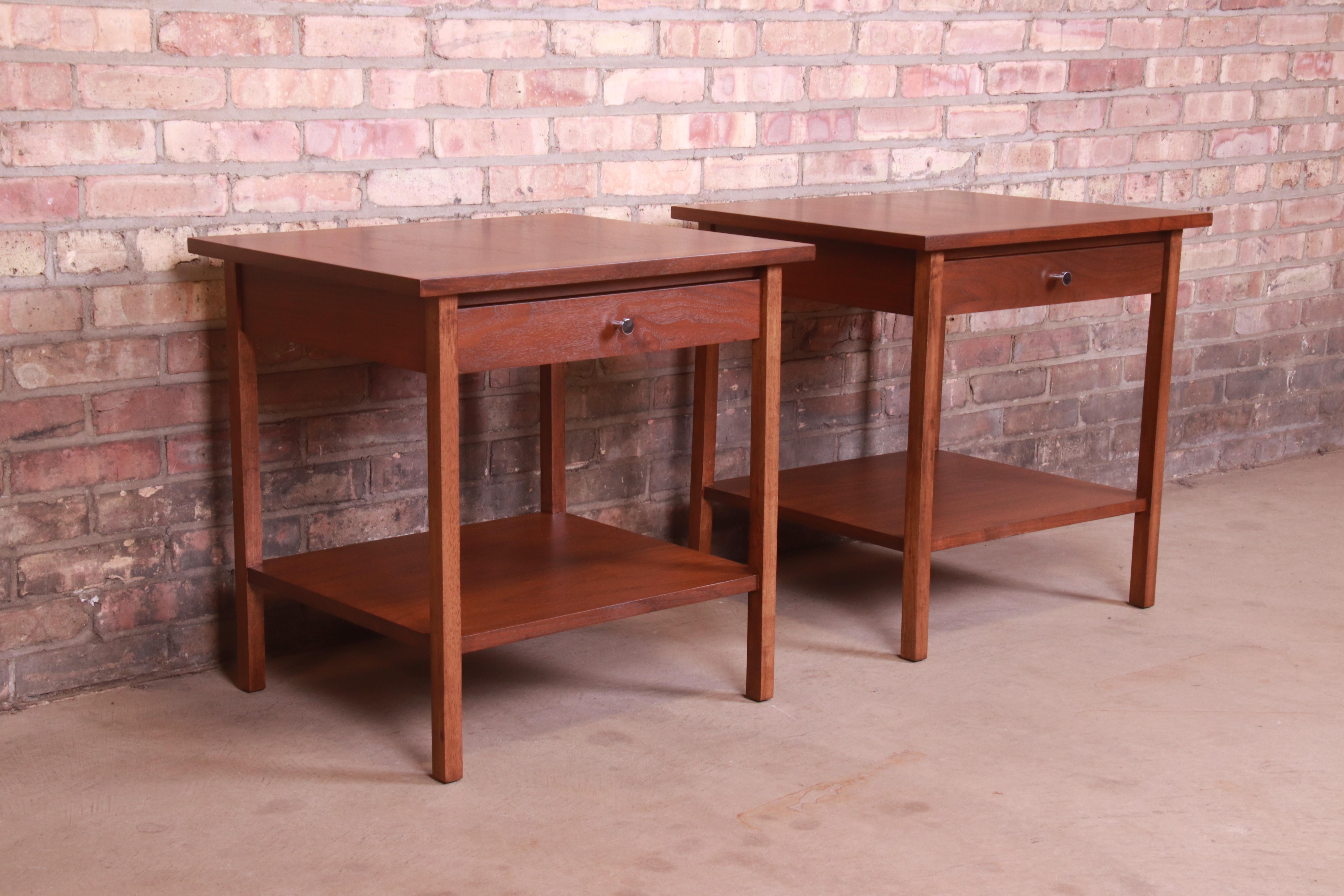 Paul McCobb Mid-Century Modern Walnut Nightstands or Side Tables, Refinished 1