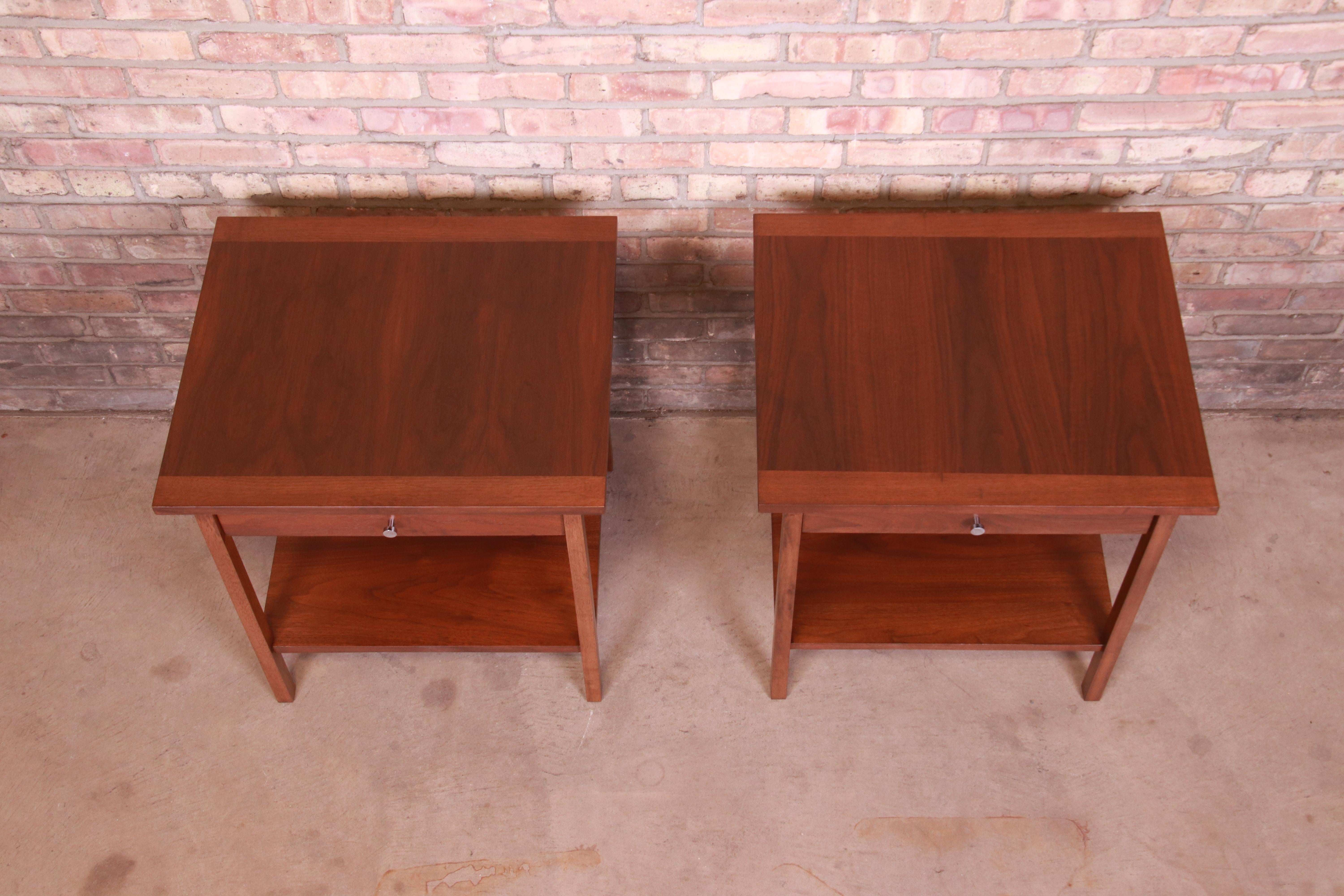 Paul McCobb Mid-Century Modern Walnut Nightstands or Side Tables, Refinished 2