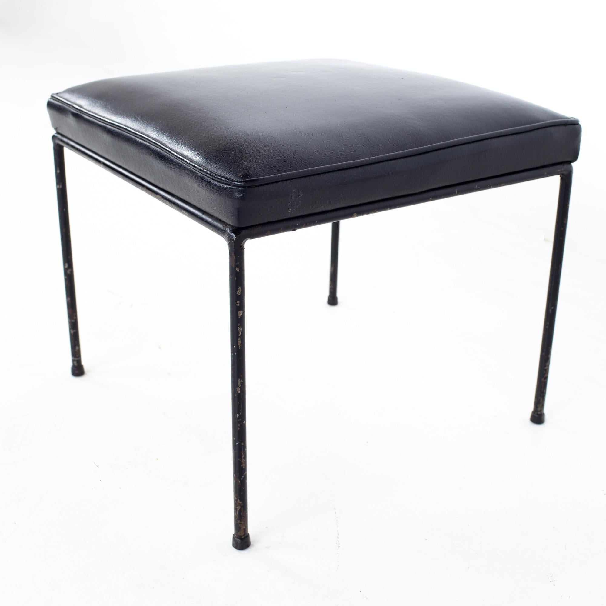 American Paul McCobb Mid Century Upholstered Iron Ottoman Stool