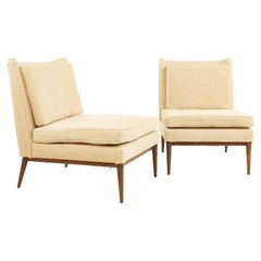 Paul McCobb Mid Century Upholstered Slipper Chair, Set of 2