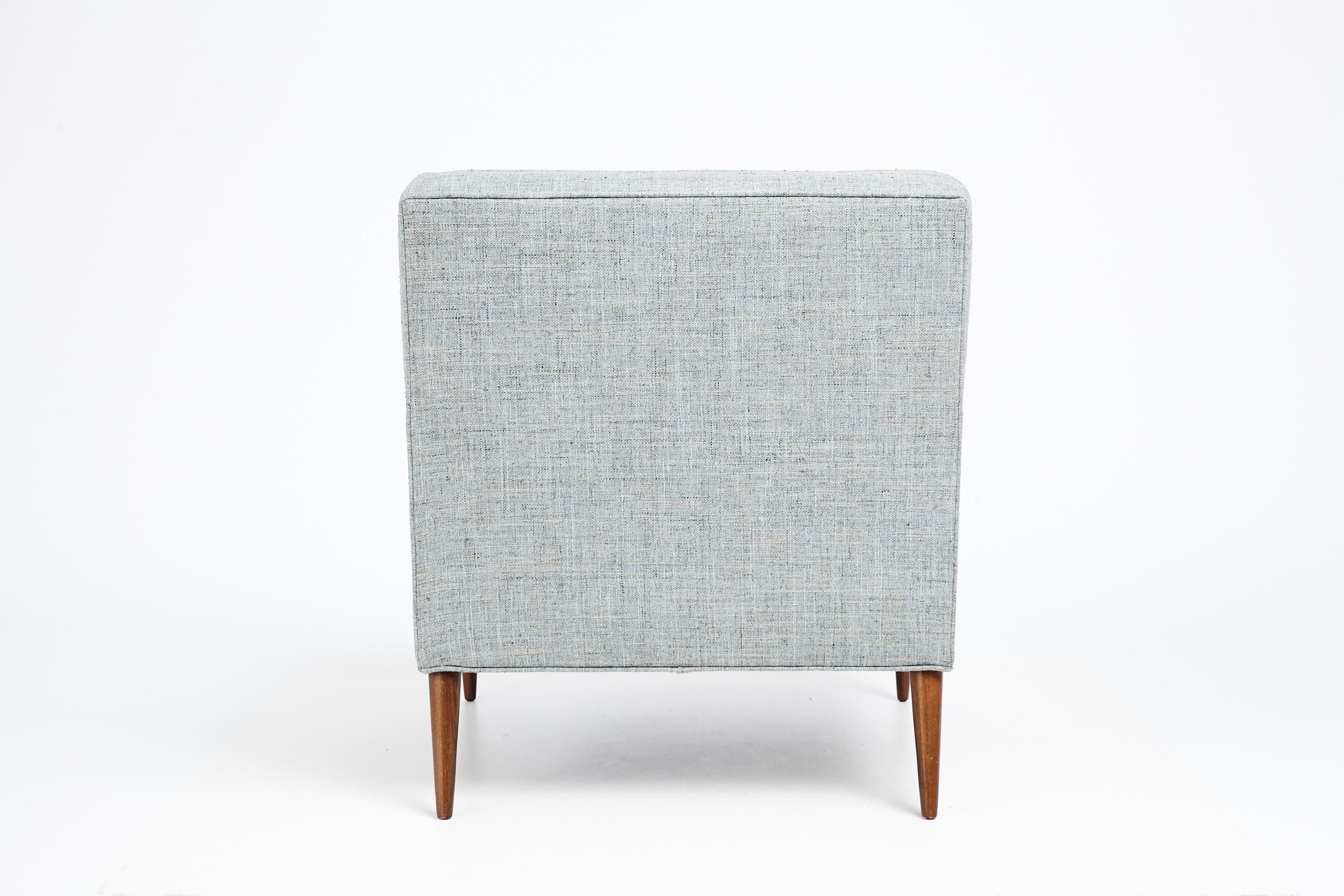 Mid-Century Modern 1950s Paul McCobb Mid Century Club Chair in Blue, Gray & Ivory Woven Fabric