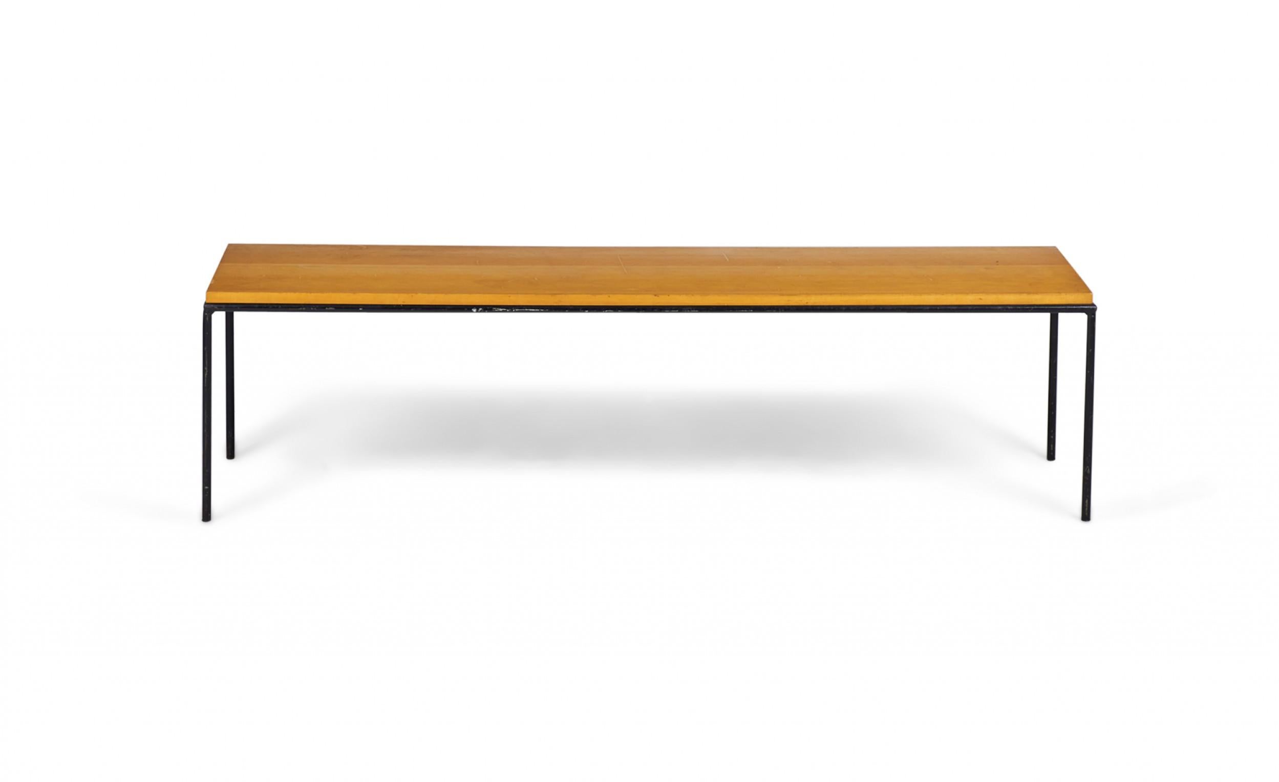 Paul McCobb Modern Blond Maple and Wrought Iron Cocktail / Coffee Table In Good Condition For Sale In New York, NY