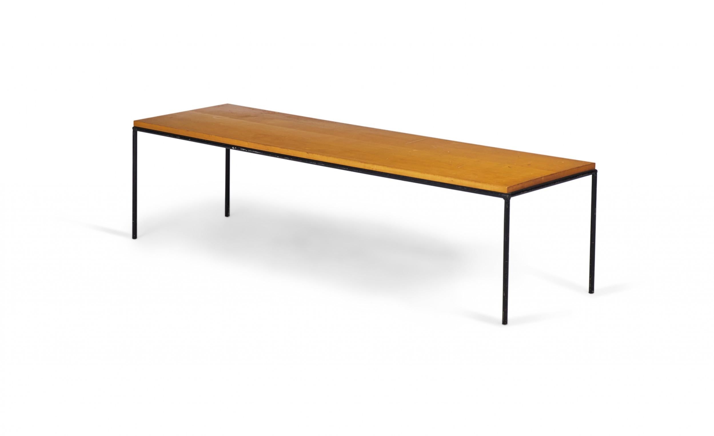 20th Century Paul McCobb Modern Blond Maple and Wrought Iron Cocktail / Coffee Table For Sale
