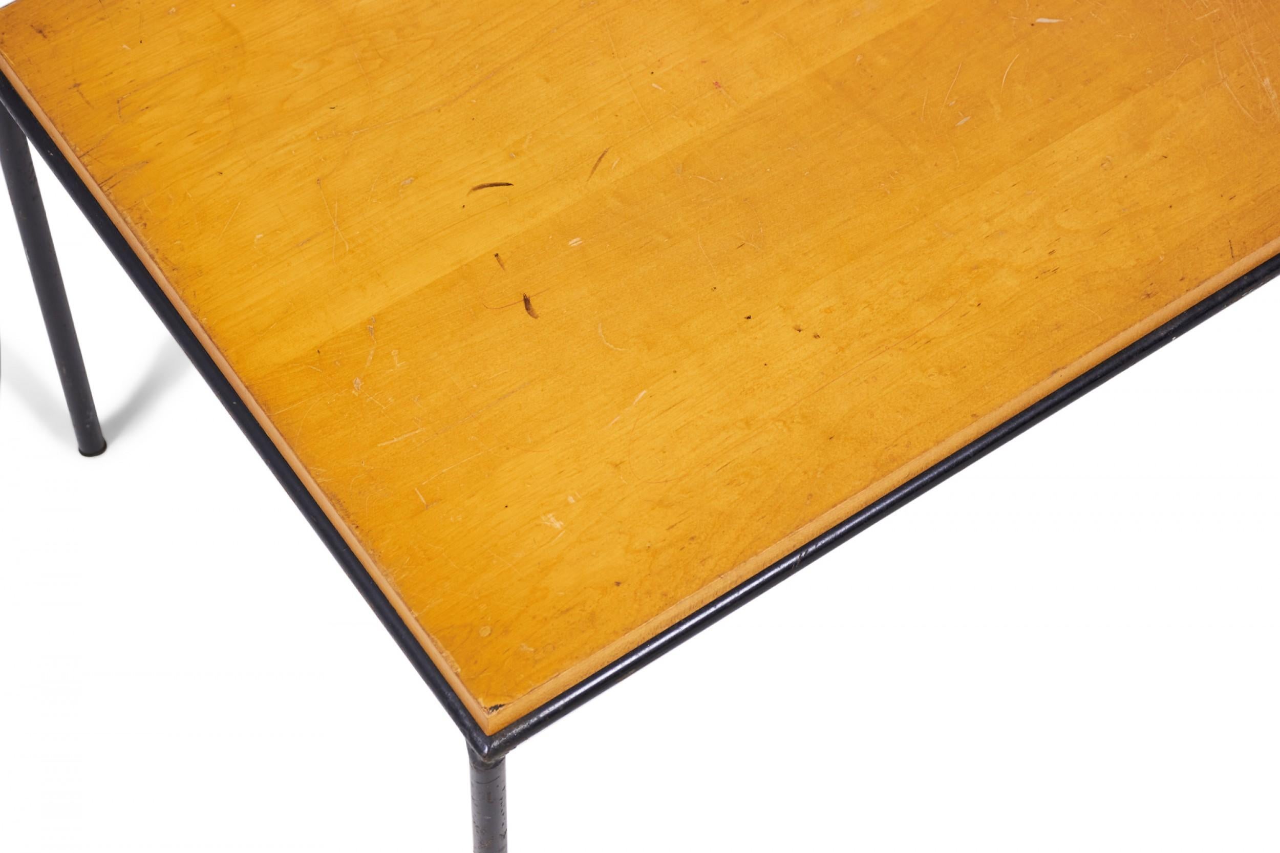Paul McCobb Modern Blond Maple and Wrought Iron Cocktail / Coffee Table For Sale 2