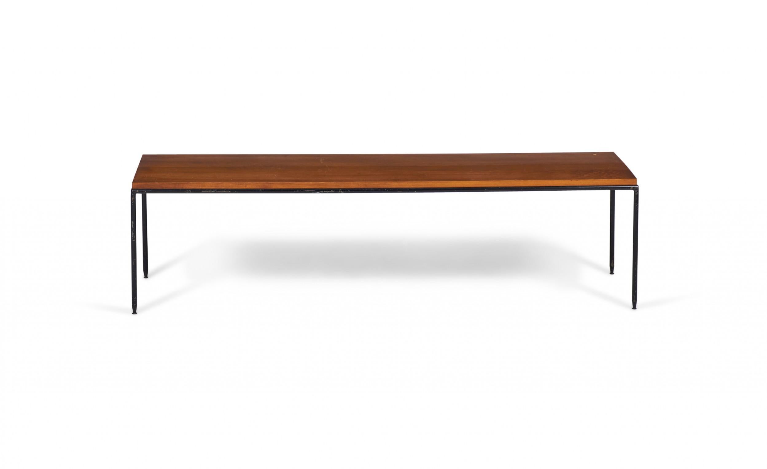 Paul McCobb Modern Tobacco Brown Maple and Wrought Iron Cocktail / Coffee Table In Good Condition For Sale In New York, NY