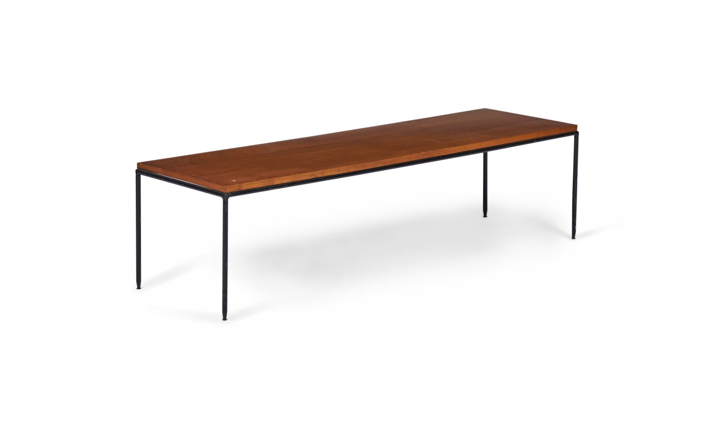 Paul McCobb Modern Tobacco Brown Maple and Wrought Iron Cocktail / Coffee Table For Sale 2