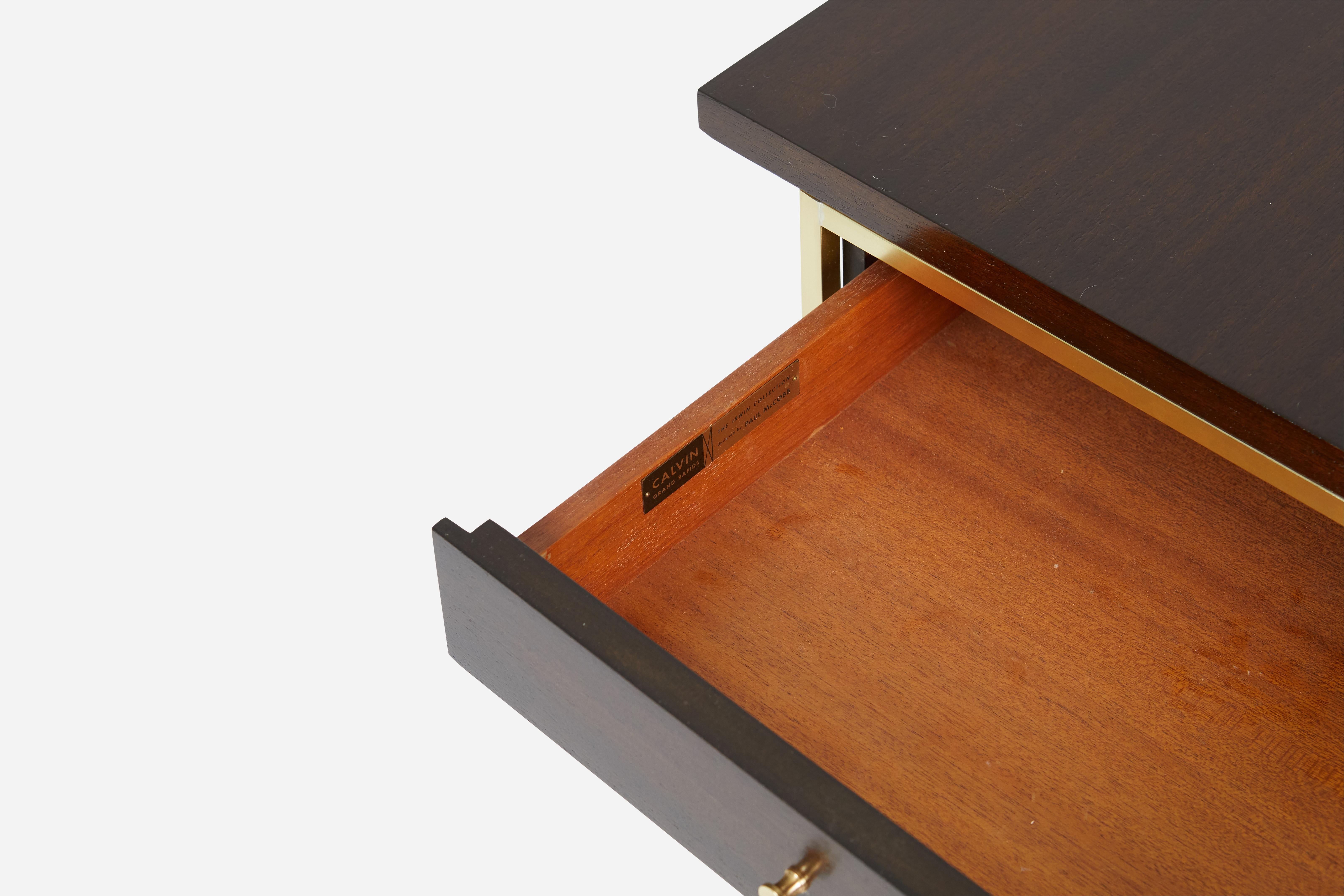 Mid-20th Century Paul McCobb Nightstands End Tables on Brass Bases