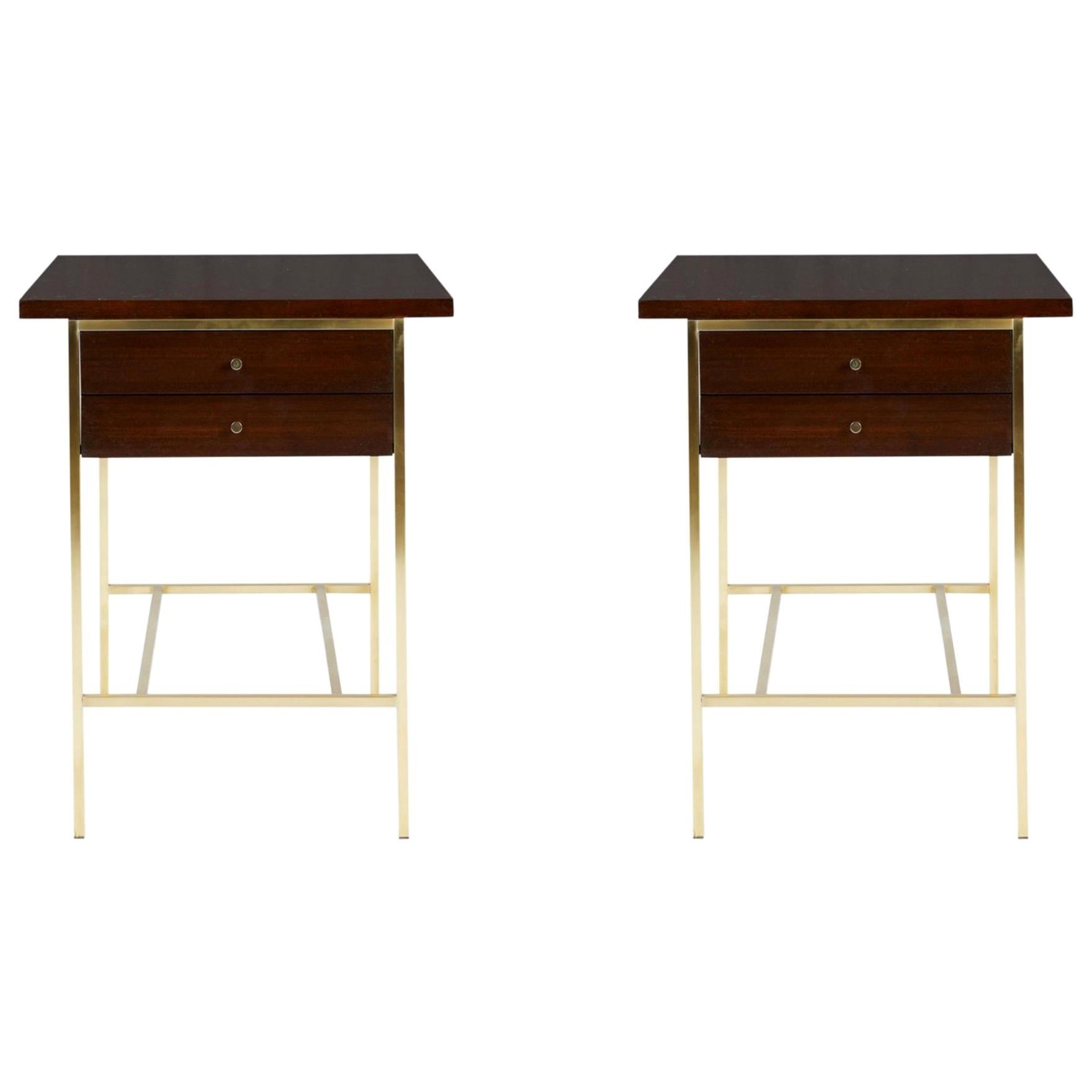 Paul McCobb Nightstands End Tables on Brass Bases