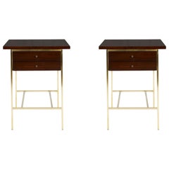 Paul McCobb Nightstands End Tables on Brass Bases