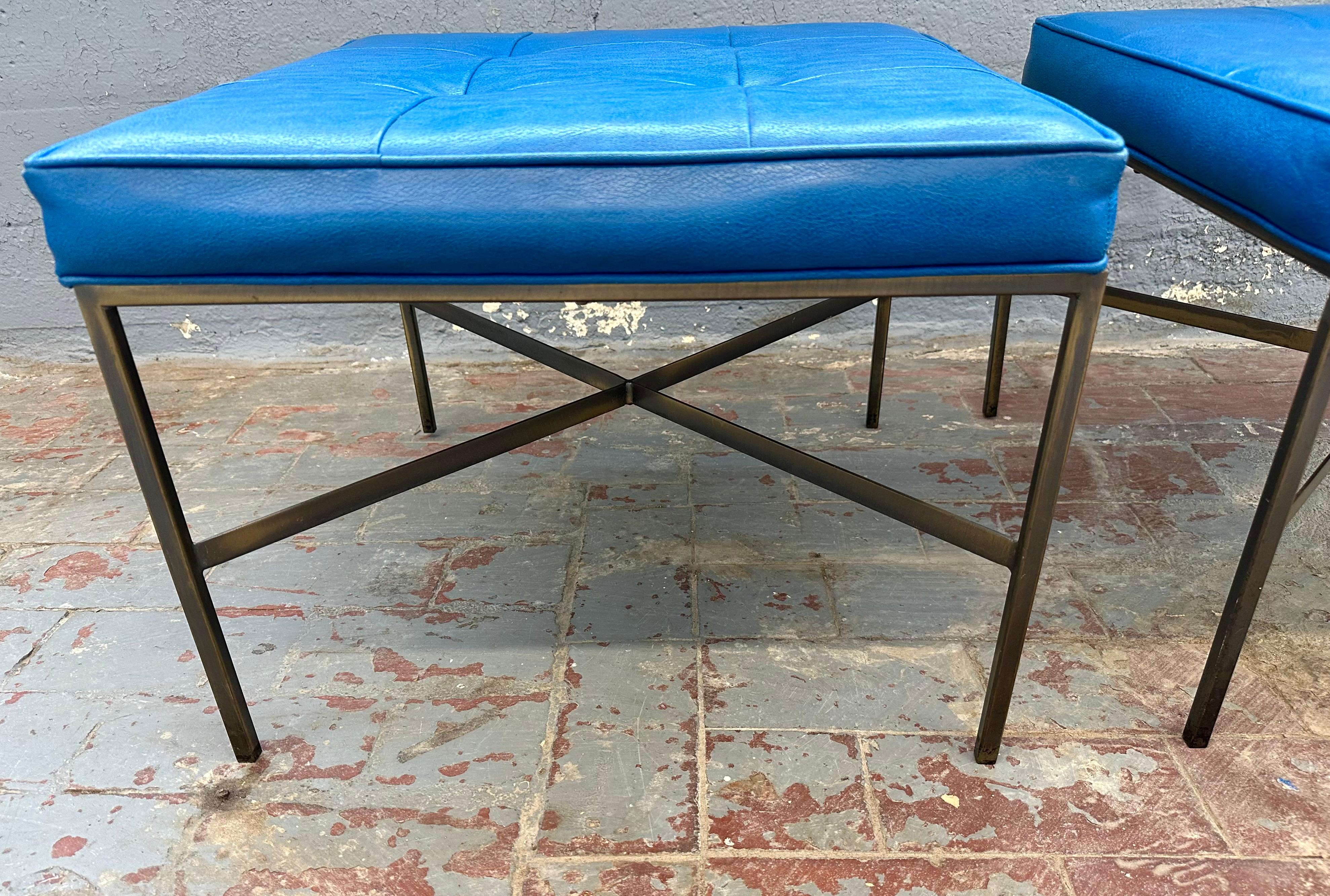 Paul McCobb, Pair Brass Stools In Good Condition For Sale In Brooklyn, NY