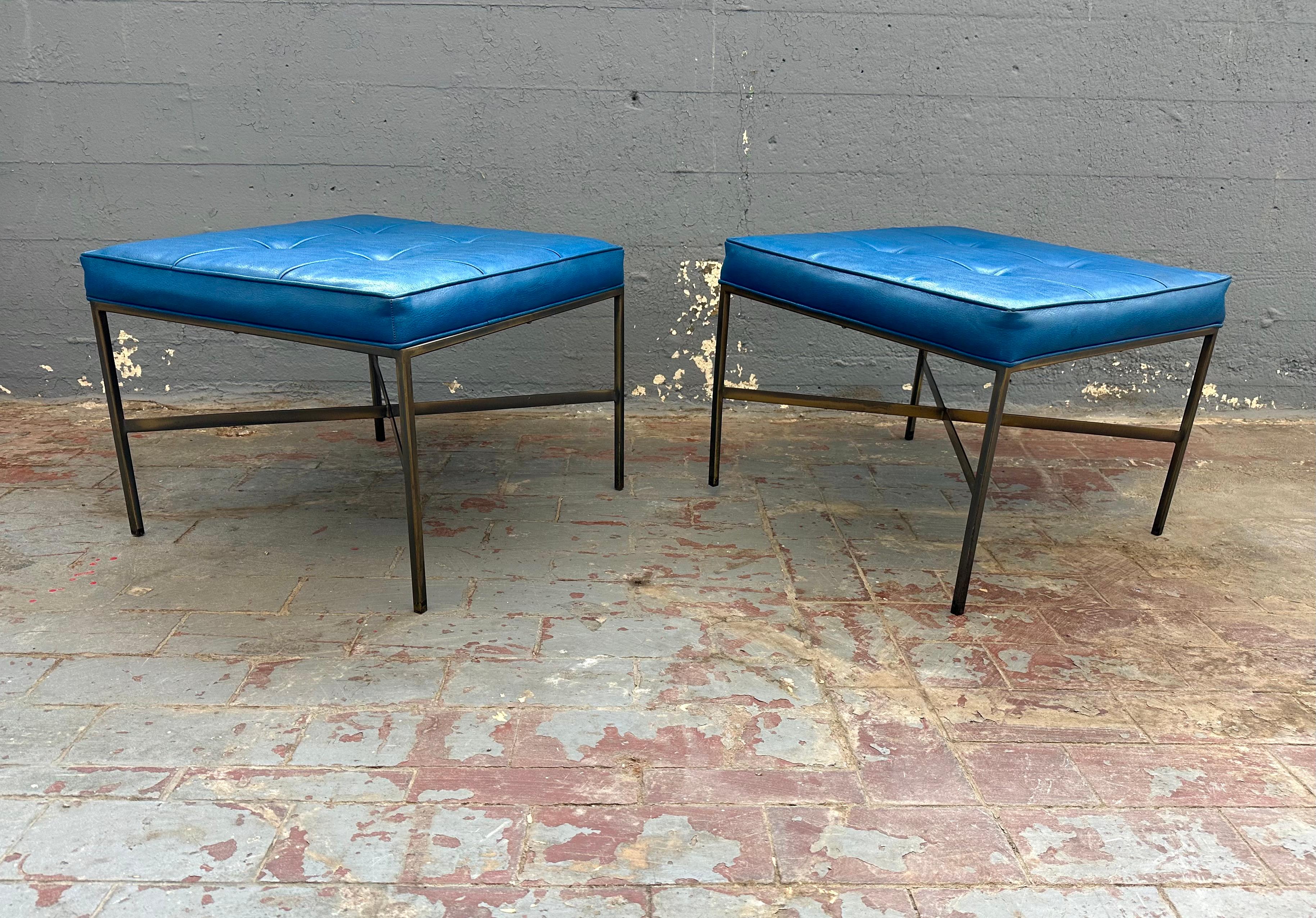 Mid-20th Century Paul McCobb, Pair Brass Stools For Sale