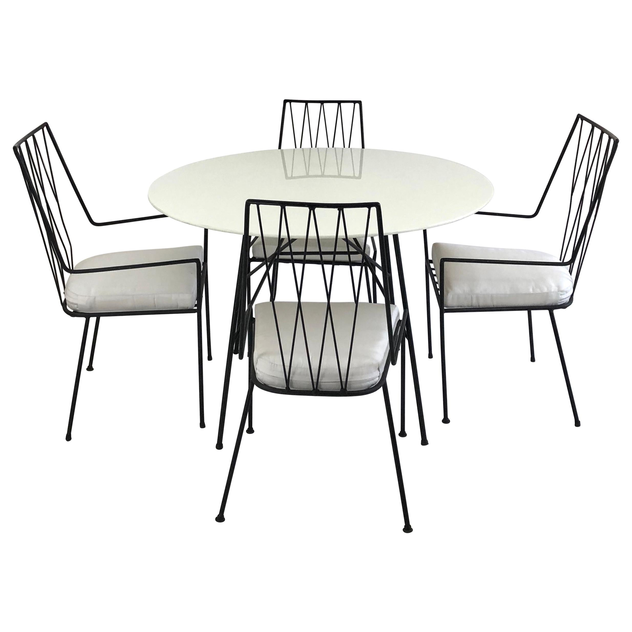 Paul McCobb Pavilion Collection Set of Four Patio Chairs with Table, circa 1950s