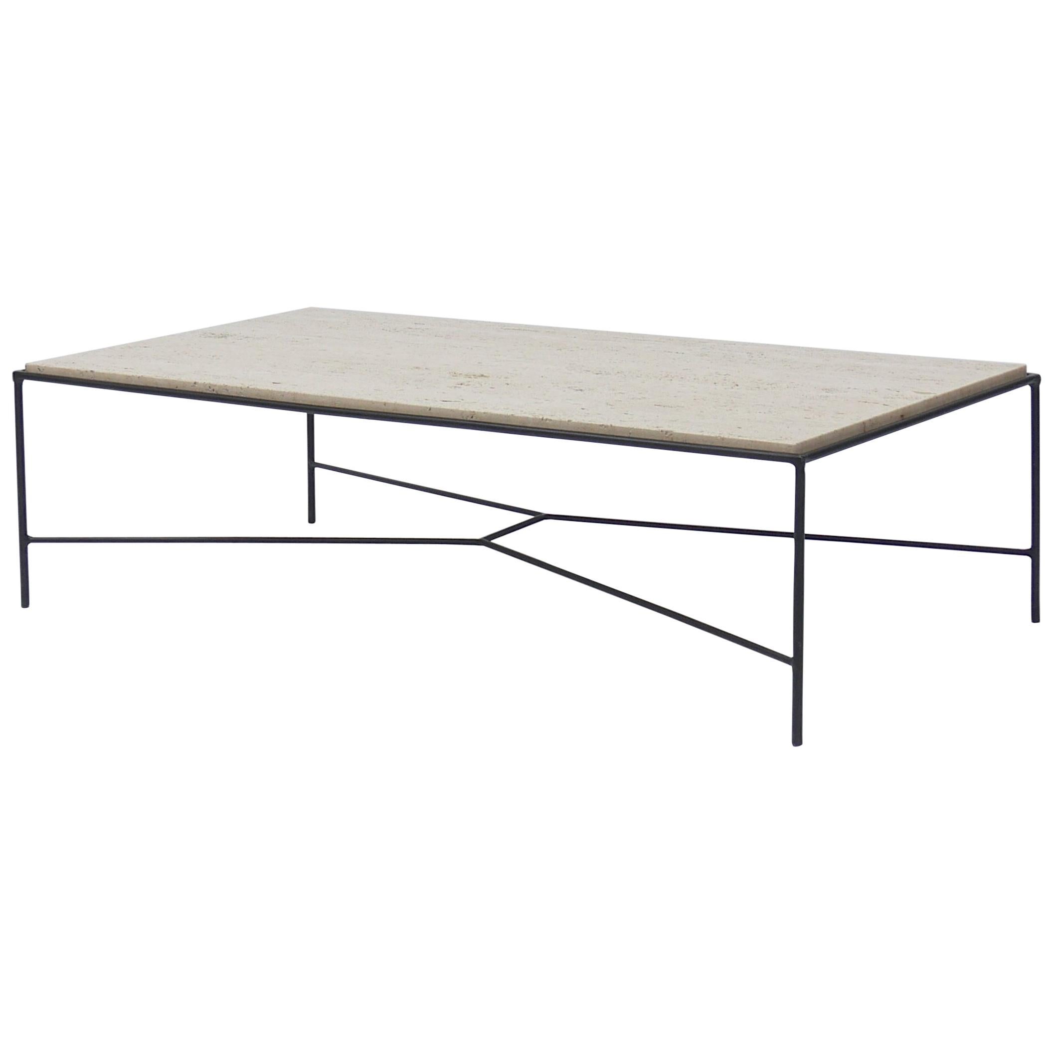 Paul McCobb Pavilion Collection Iron and Travertine Cocktail Table For Sale