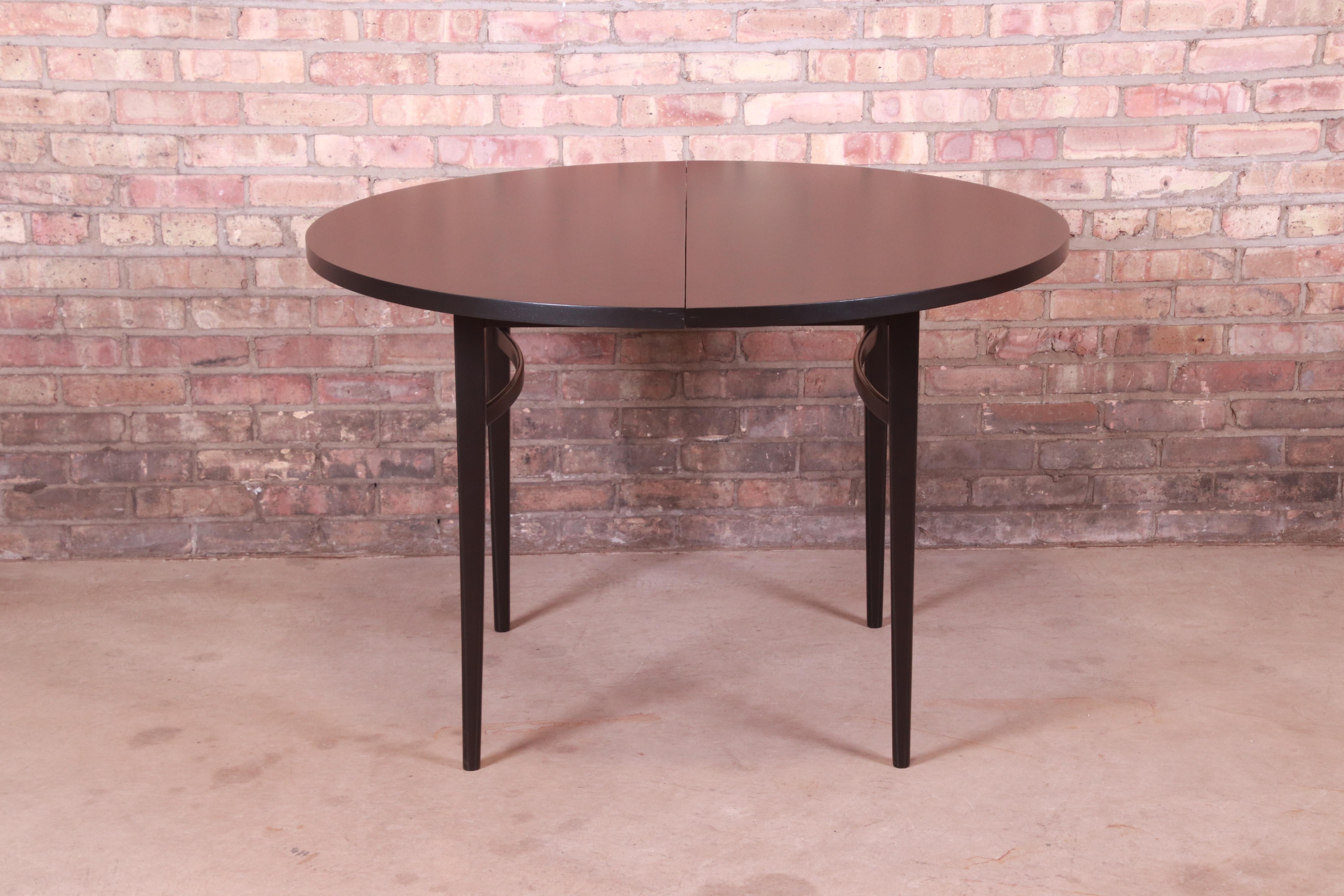 Paul McCobb Perimeter Group Black Lacquered Dining Table, Newly Refinished 3