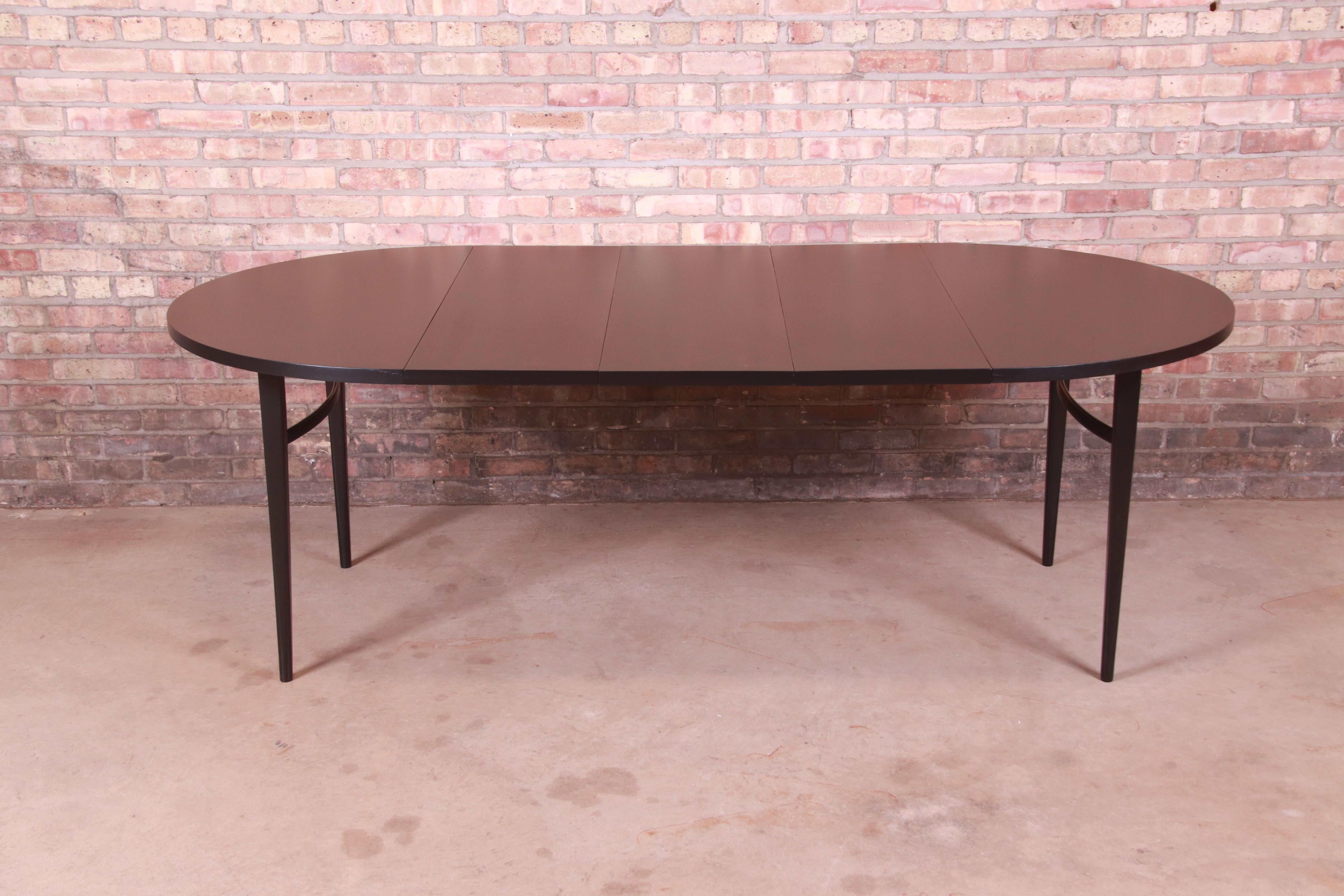 Mid-Century Modern Paul McCobb Perimeter Group Black Lacquered Dining Table, Newly Refinished