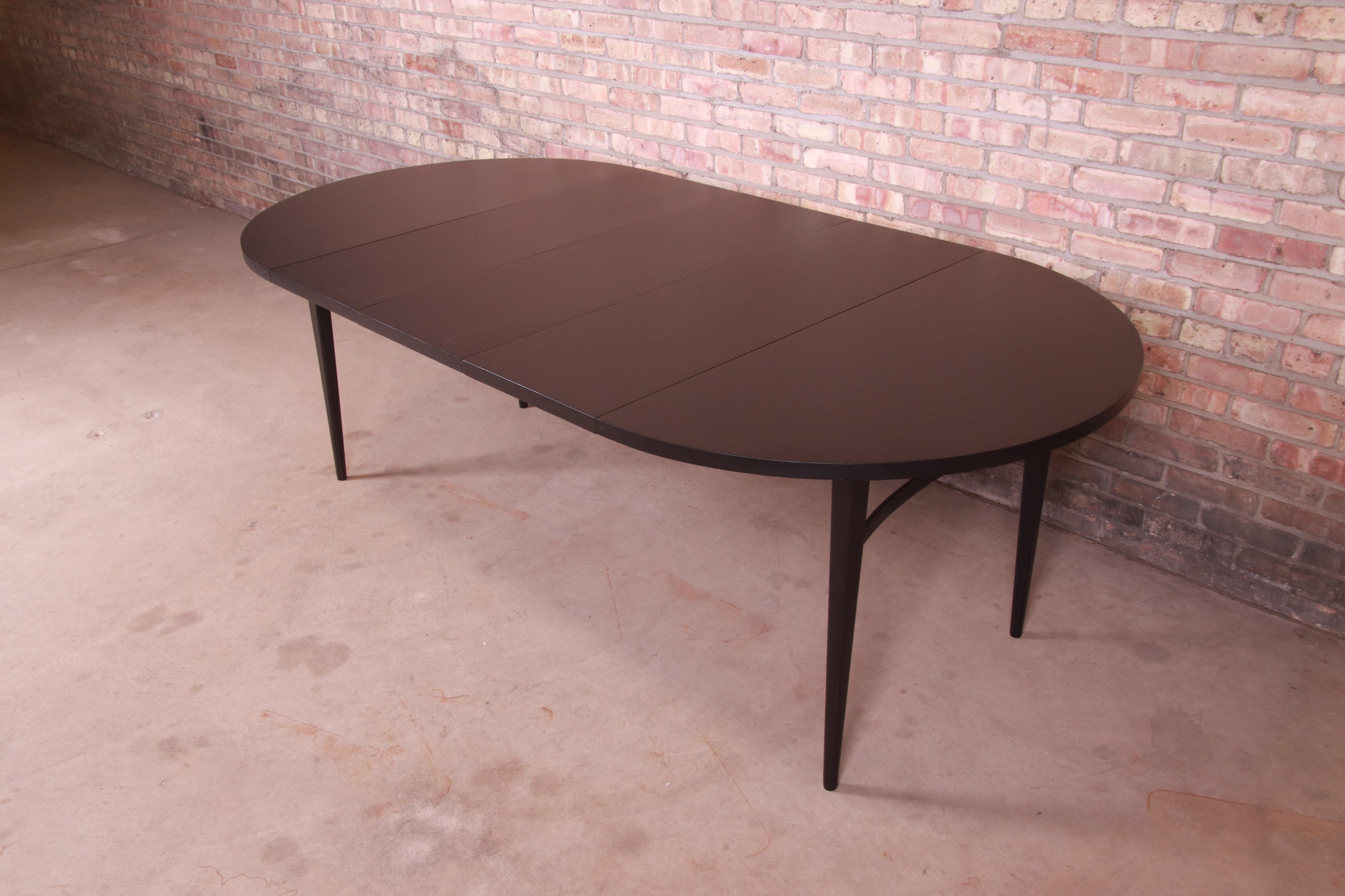 American Paul McCobb Perimeter Group Black Lacquered Dining Table, Newly Refinished