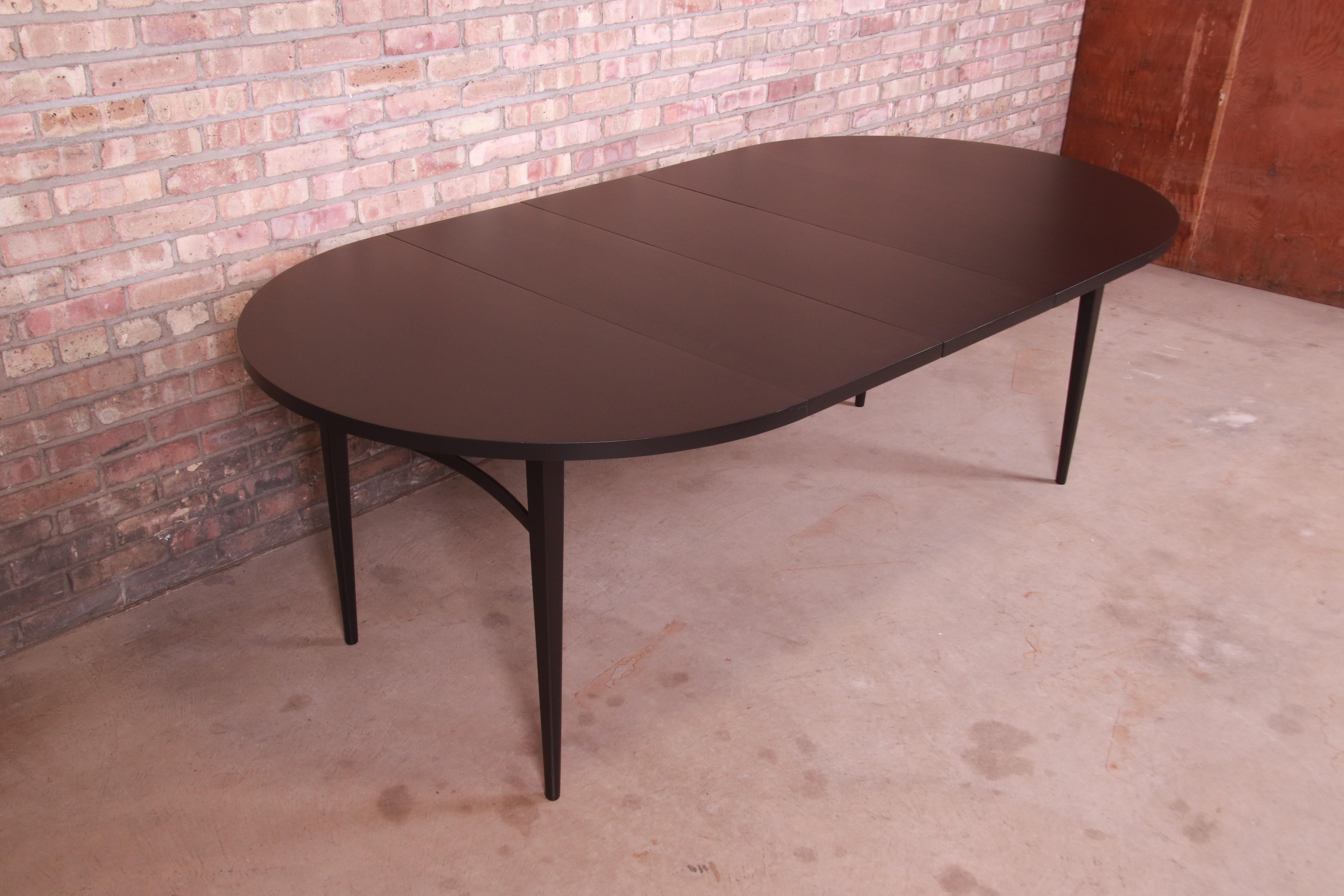 Mid-20th Century Paul McCobb Perimeter Group Black Lacquered Dining Table, Newly Refinished