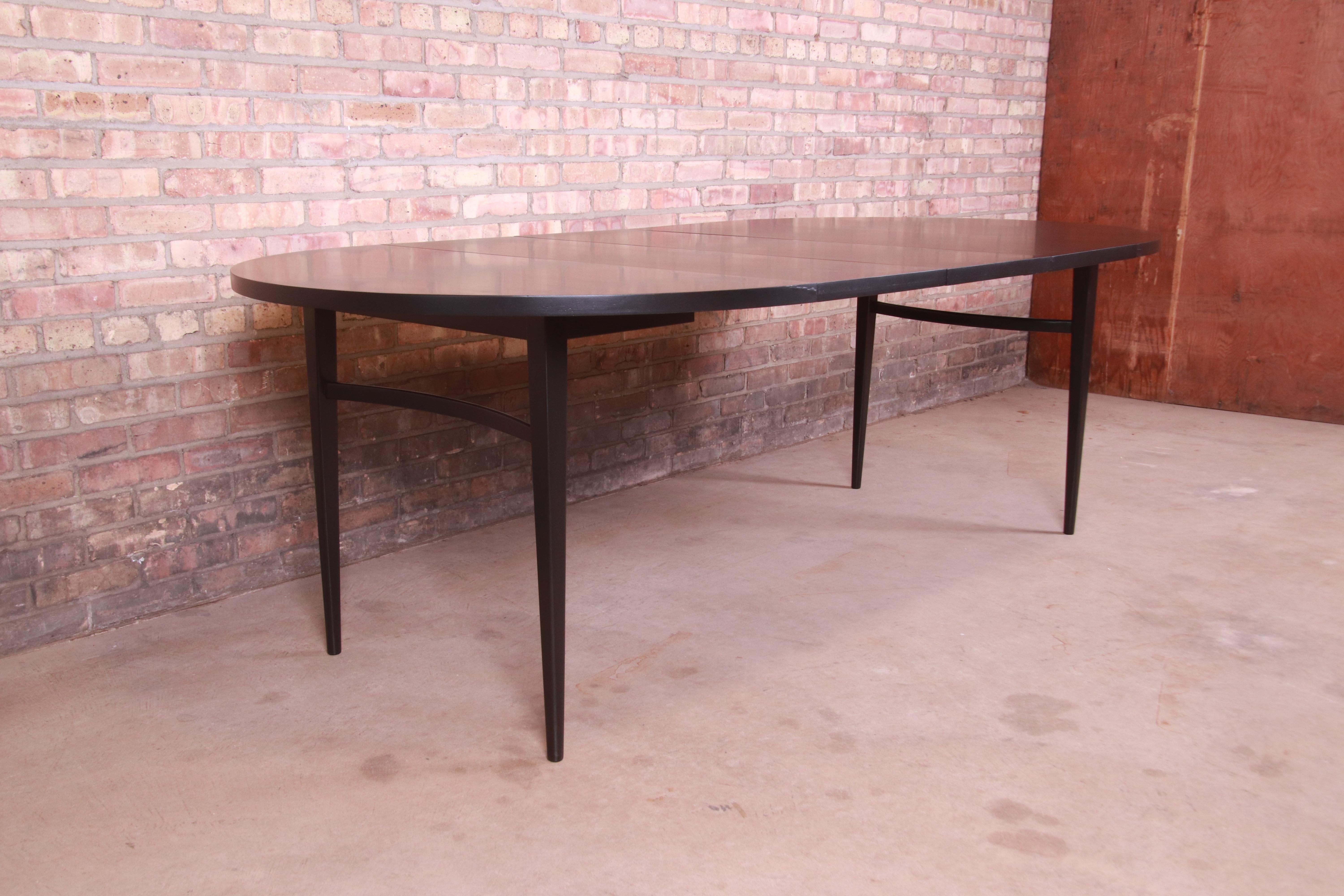 Birch Paul McCobb Perimeter Group Black Lacquered Dining Table, Newly Refinished