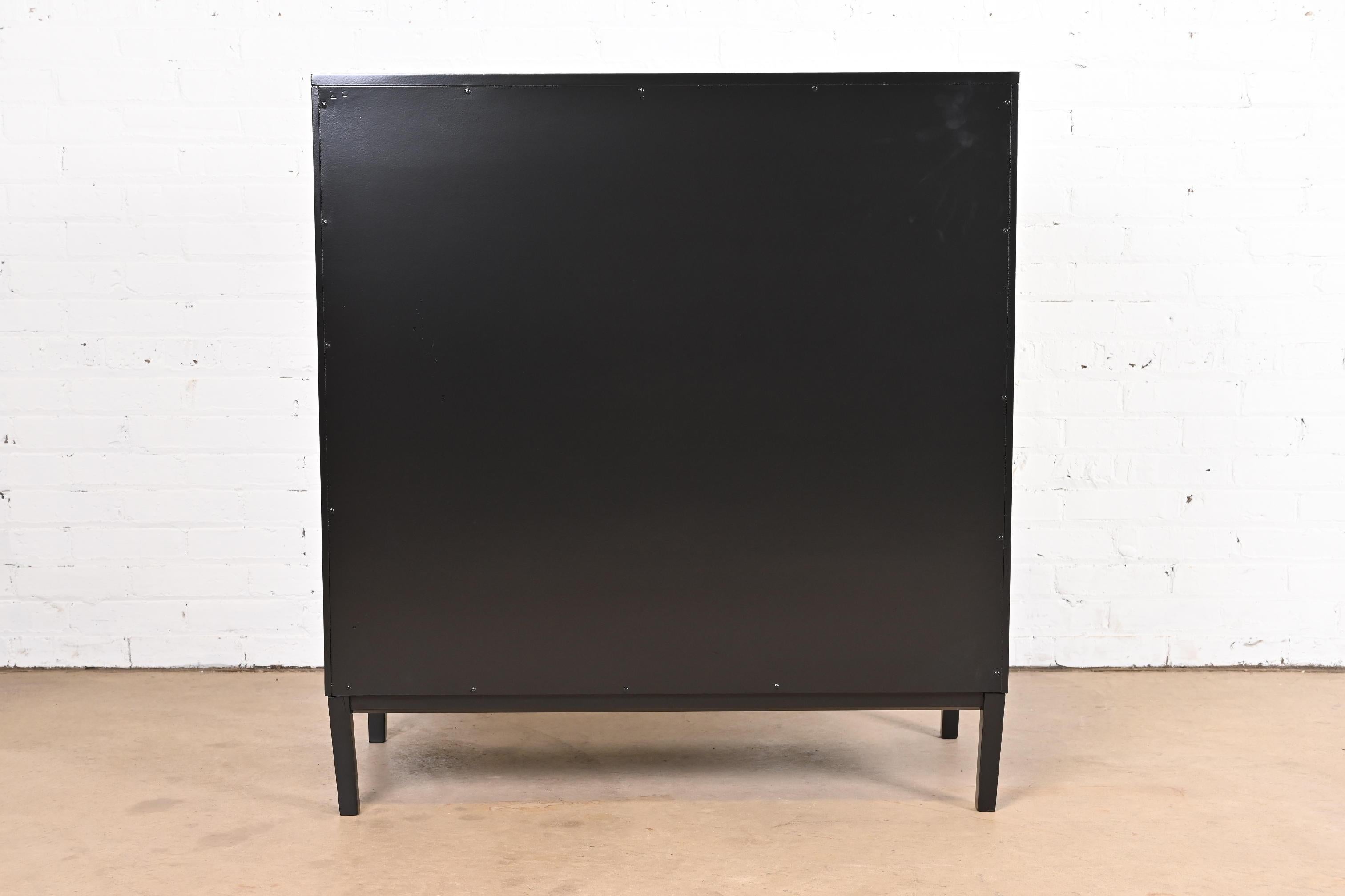 Paul McCobb Perimeter Group Black Lacquered Highboy Dresser, Newly Refinished 5