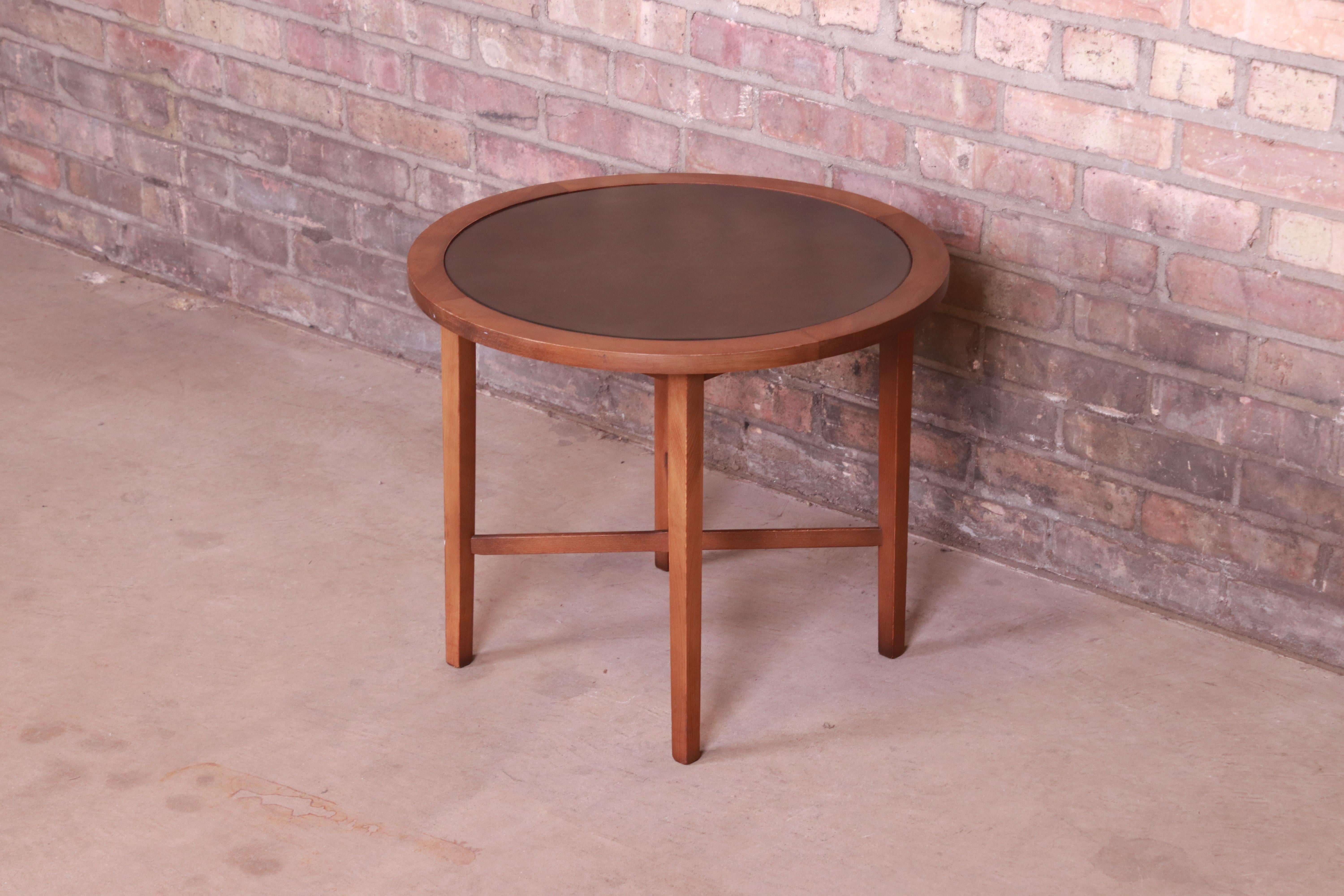 American Paul McCobb Perimeter Group Leather Top Occasional Side Table, 1950s