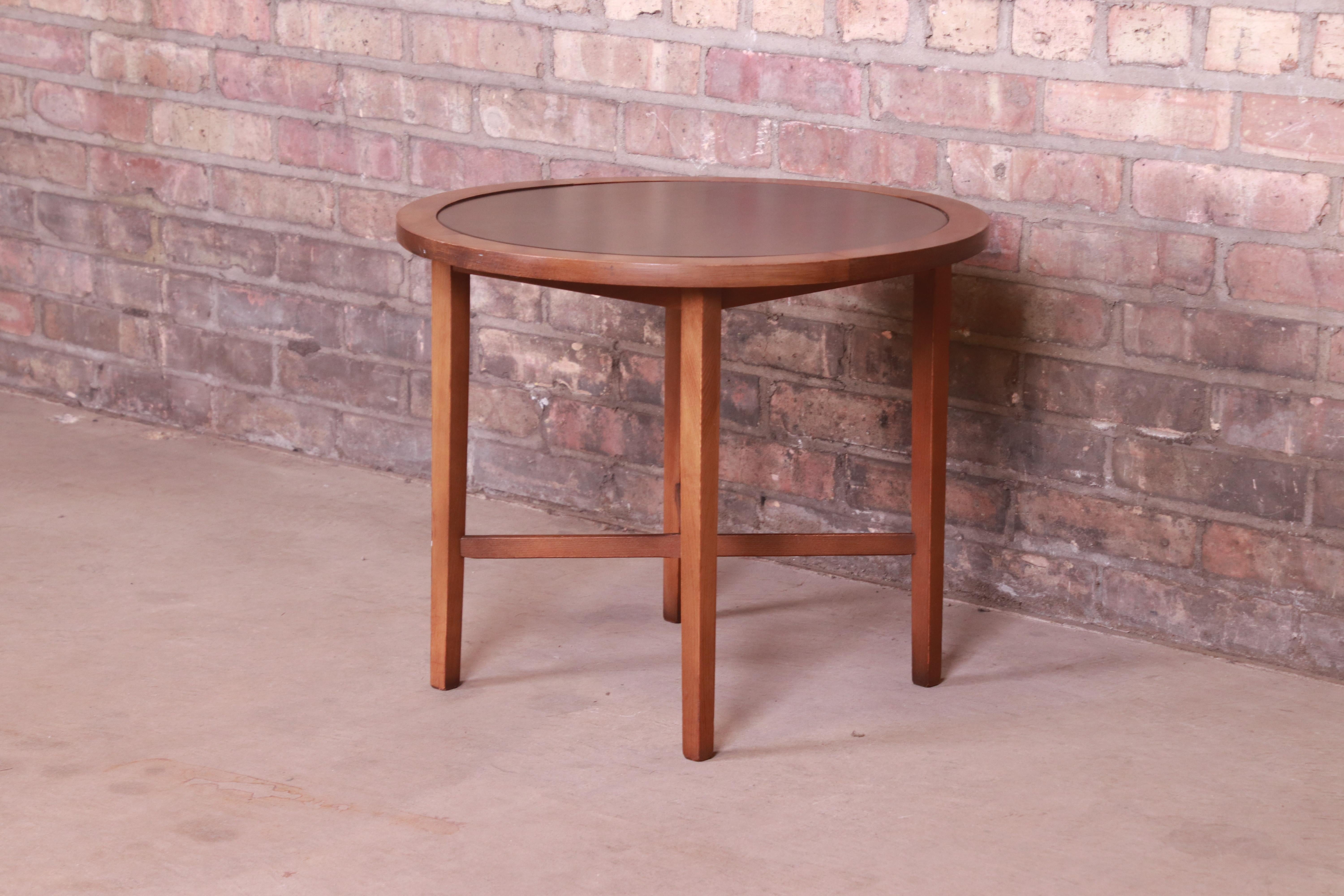 Paul McCobb Perimeter Group Leather Top Occasional Side Table, 1950s In Good Condition In South Bend, IN